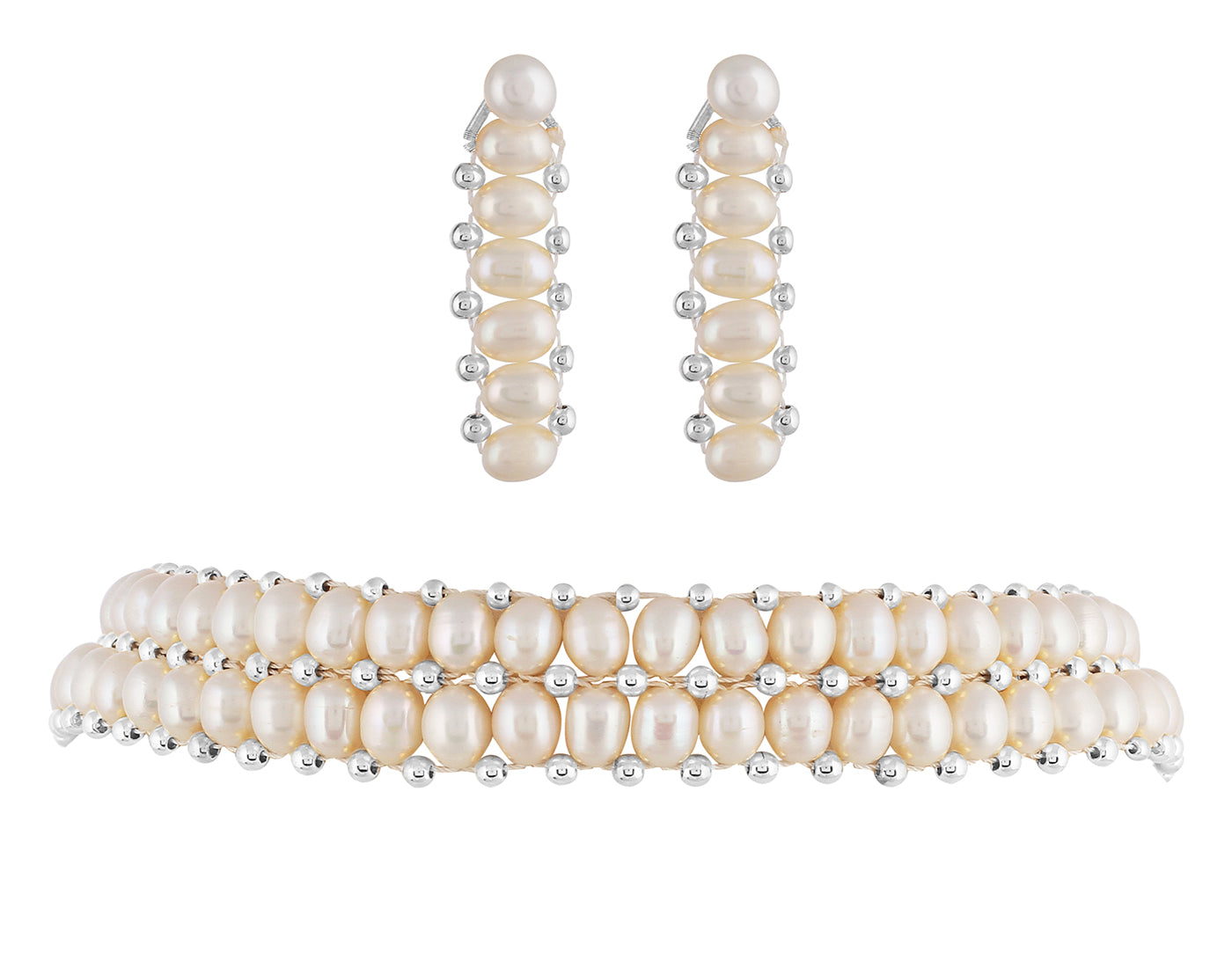 Real Natural Fresh Water Oval Pearls Choker Set With Certificate(D.No CKR269)