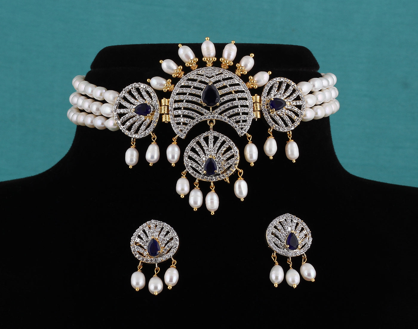 Real Natural Fresh Water Pearls Choker Set With Certificate(D.No CKR345)