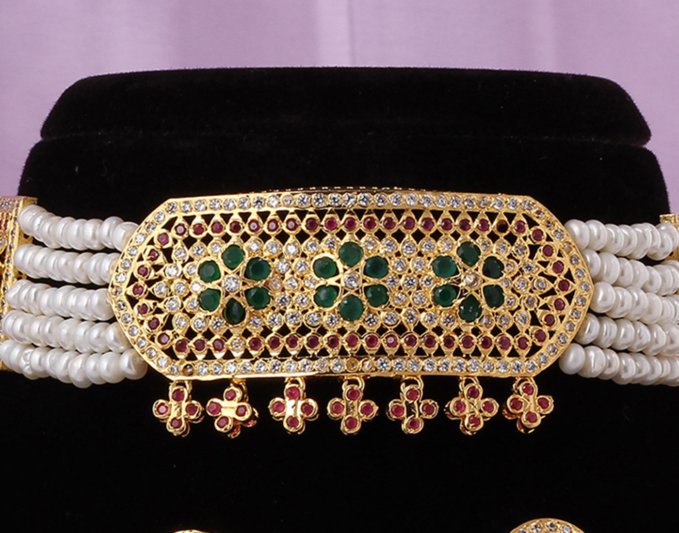 Real Natural Fresh Water Button Pearls Choker Set With Certificate(D.No CKR390)