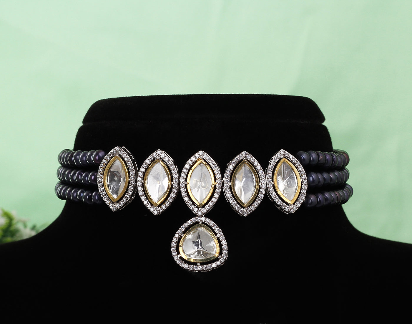 Real Natural Fresh Water Pearls Choker Set With Certificate(D.No CKR424)