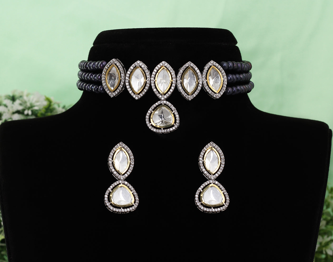 Real Natural Fresh Water Pearls Choker Set With Certificate(D.No CKR424)