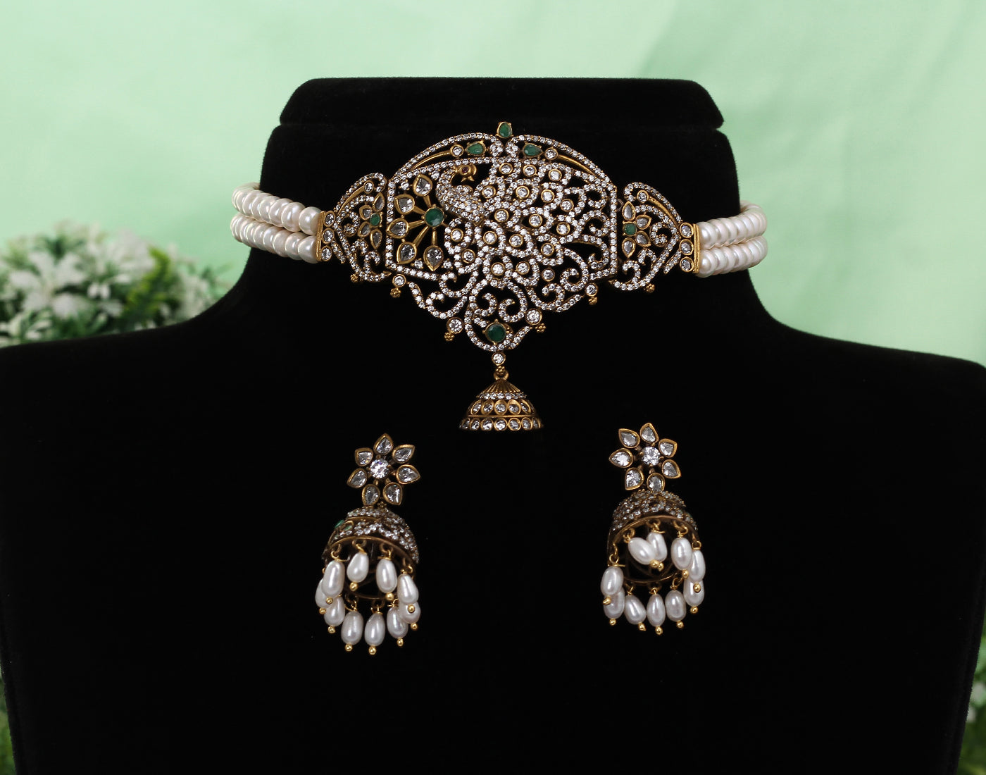 Real Natural Fresh Water Pearls Choker Set With Certificate(D.No CKR425)