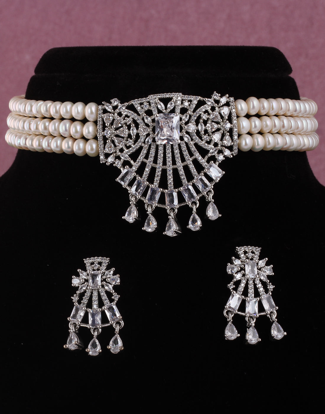 Real Natural Fresh Water Pearls Choker Set With Certificate(D.No CKR470)