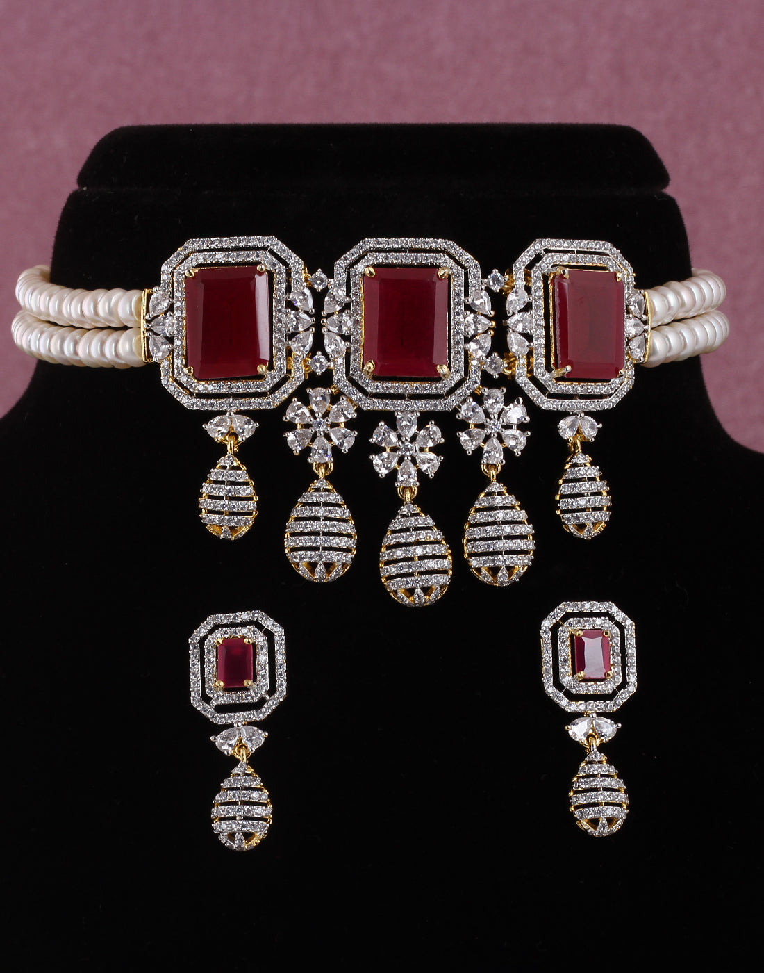 Real Natural Fresh Water Pearls Choker Set With Certificate(D.No CKR473)