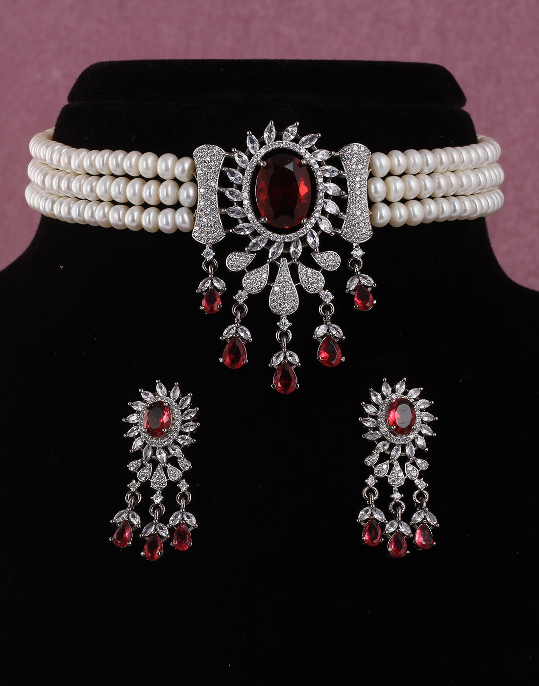 Real Natural Fresh Water Pearls Choker Set With Certificate(D.No CKR485)