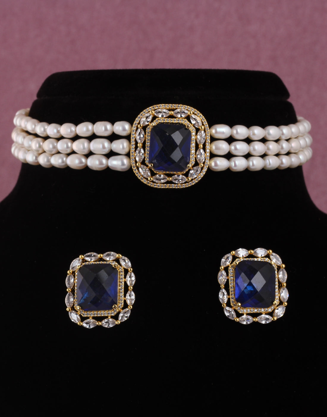 Real Natural Fresh Water Pearls Choker Set With Certificate(D.No CKR494)