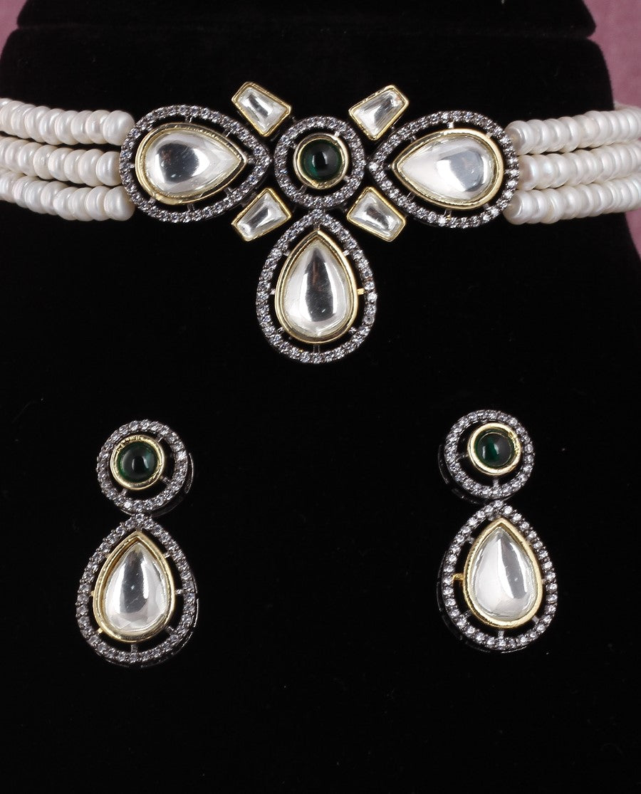 Real Natural Fresh Water Pearls Choker Set With Certificate(D.No CKR497)