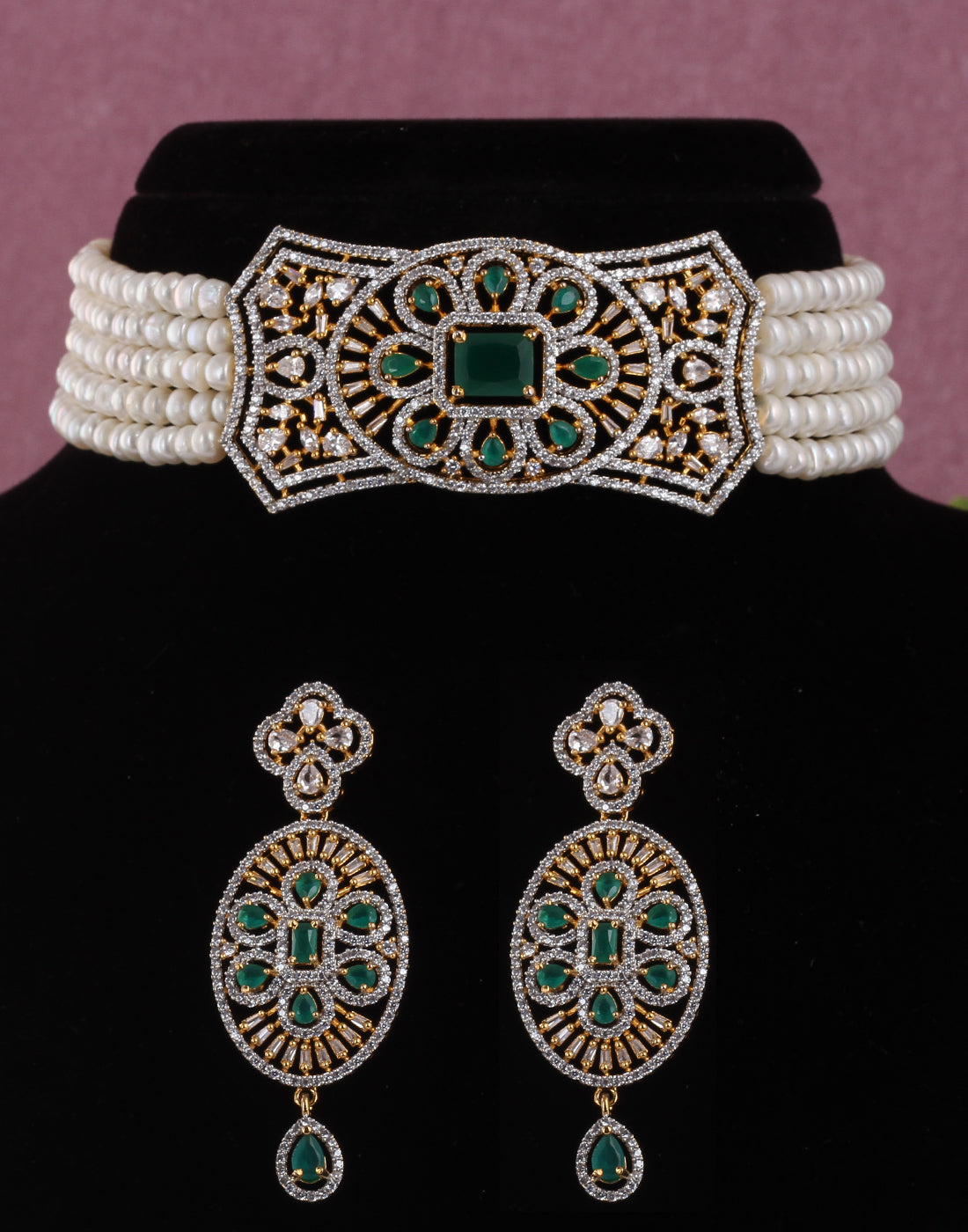 Real Natural Fresh Water Pearls Choker Set With Certificate(D.No CKR501)
