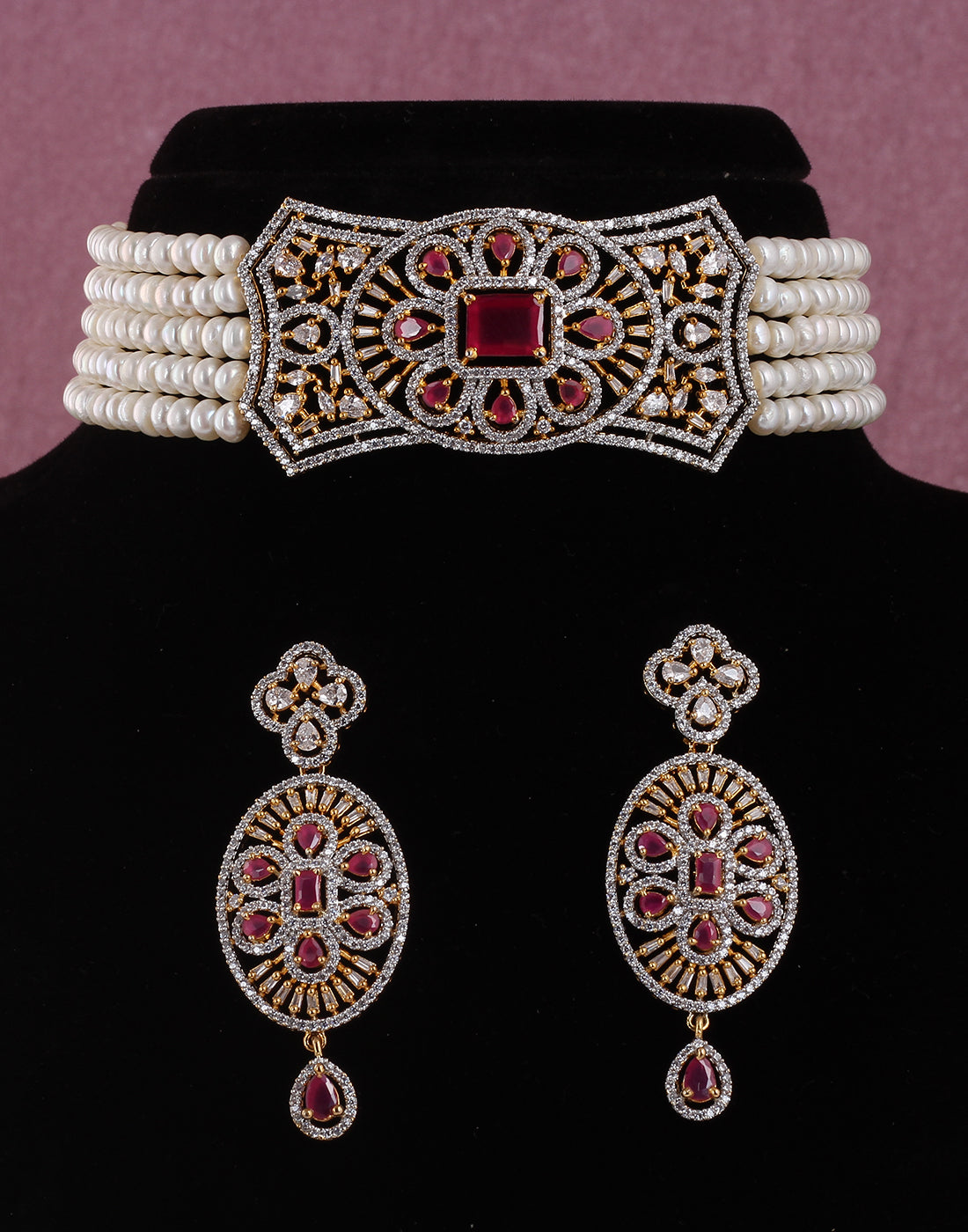 Real Natural Fresh Water Pearls Choker Set With Certificate(D.No CKR502)