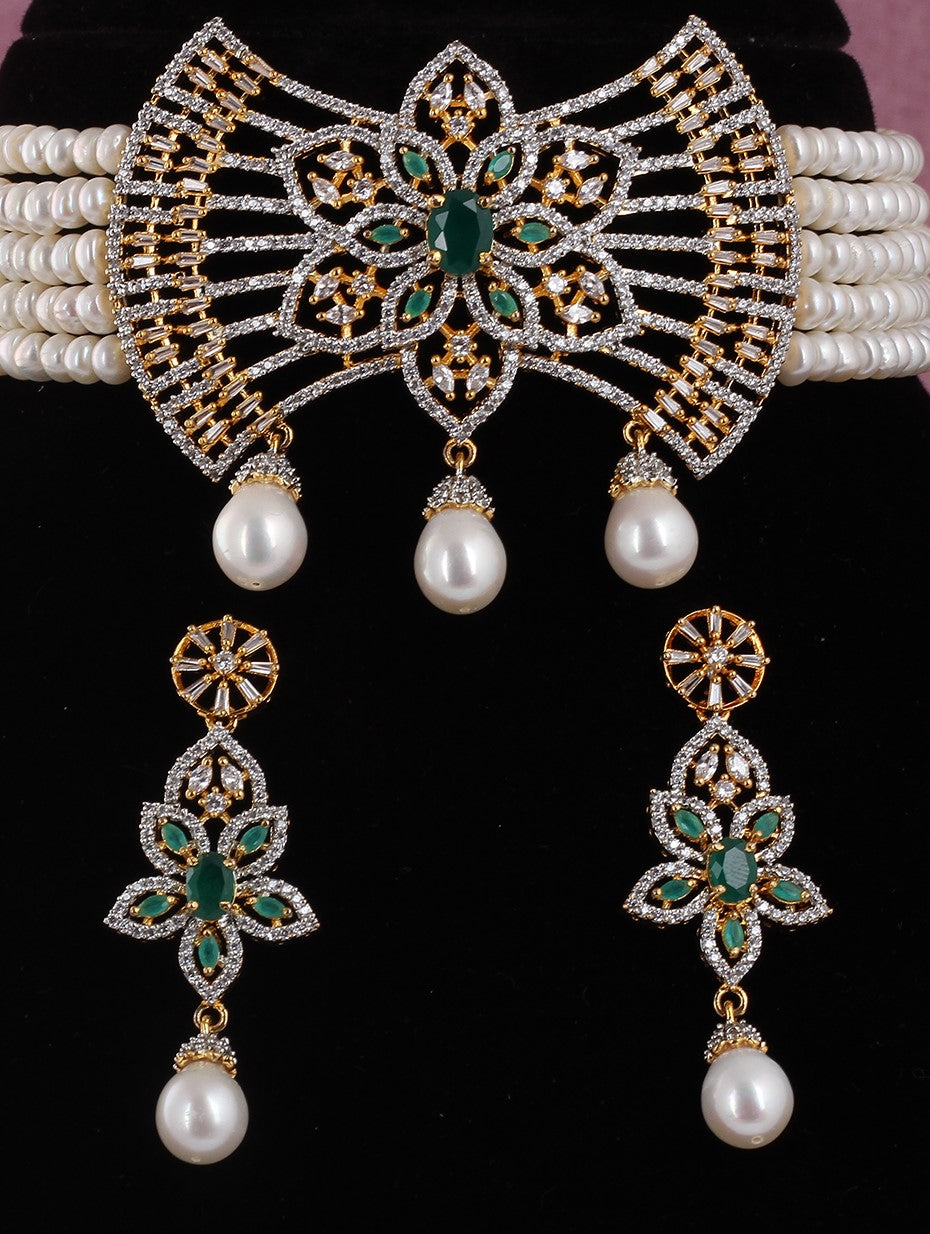 Real Natural Fresh Water Pearls Choker Set With Certificate(D.No CKR505)