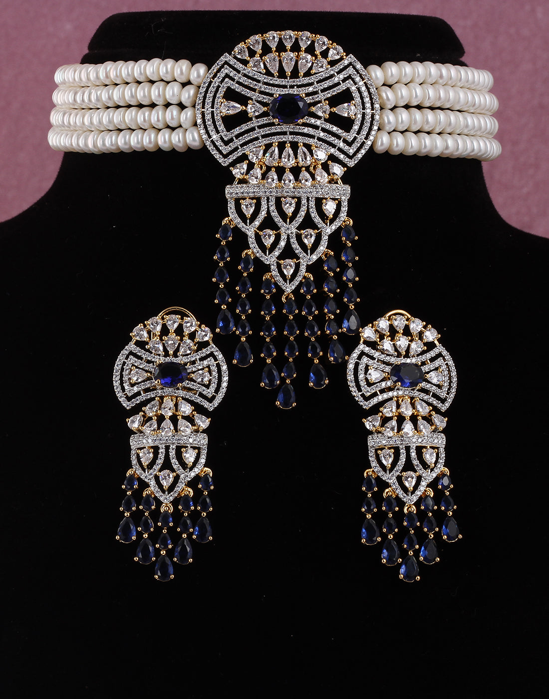 Real Natural Fresh Water Pearls Choker Set With Certificate(D.No CKR509)
