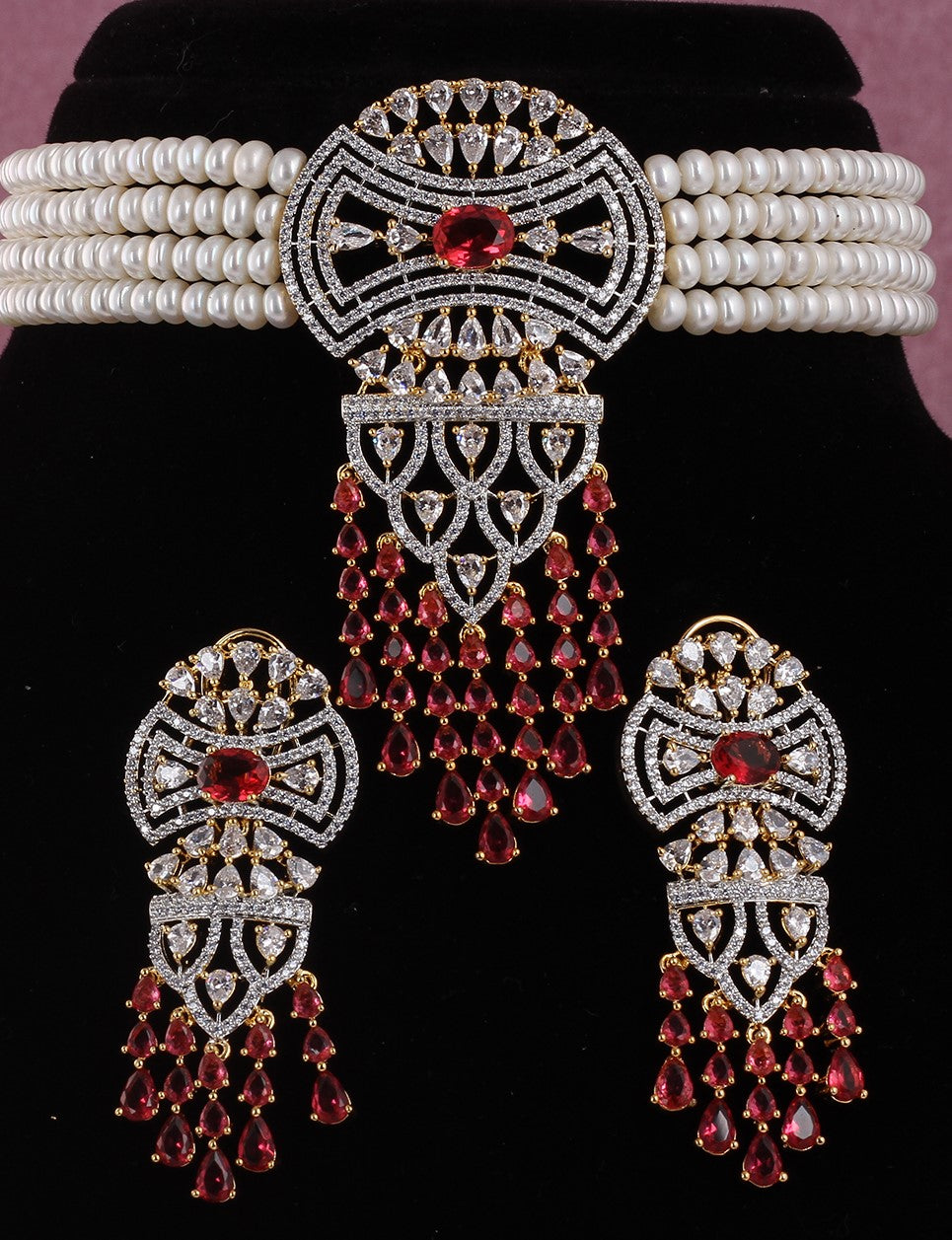 Real Natural Fresh Water Pearls Choker Set With Certificate(D.No CKR512)