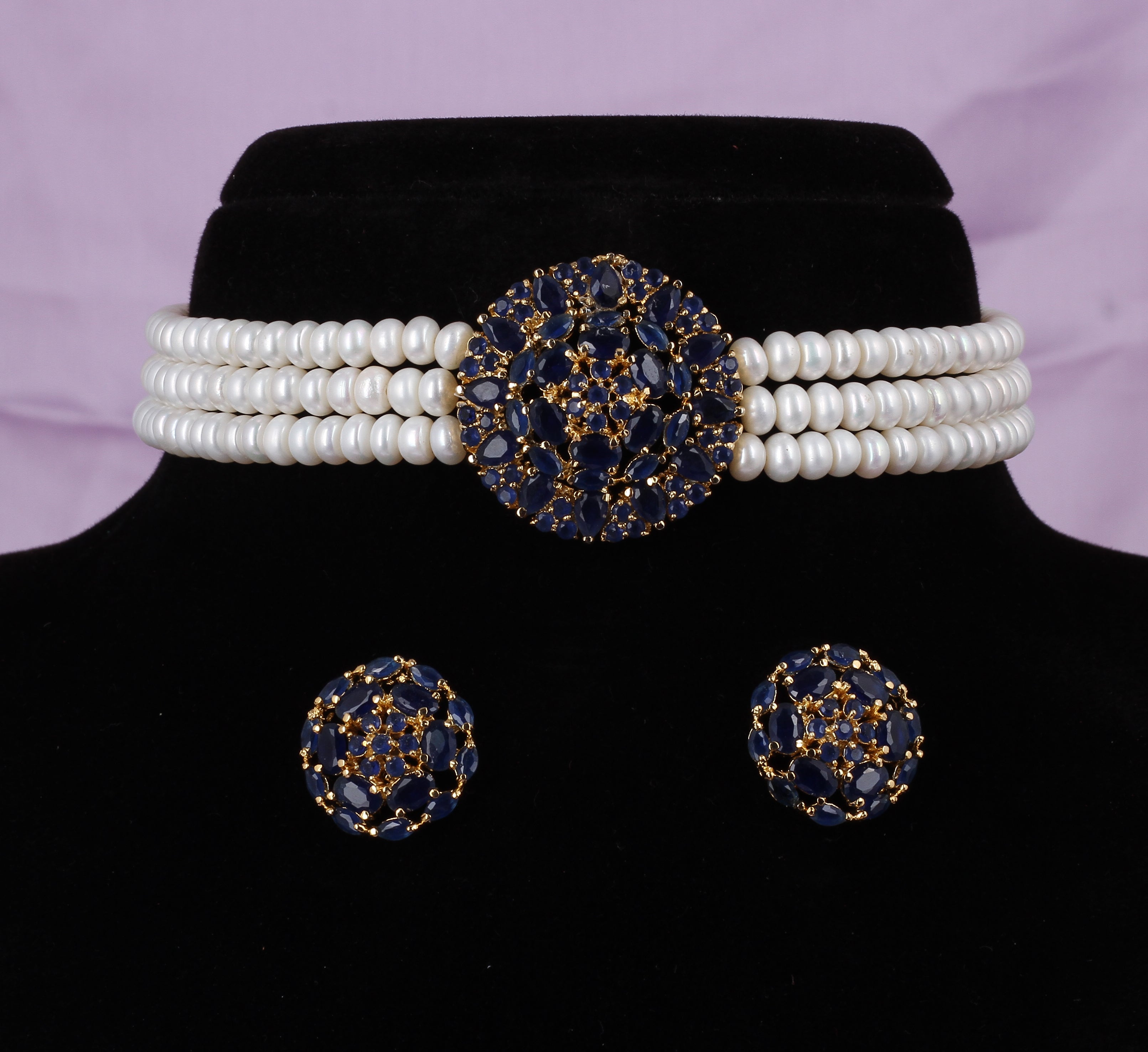 Real Natural Fresh Water Pearls Choker Set With Certificate(D.No CKR577)