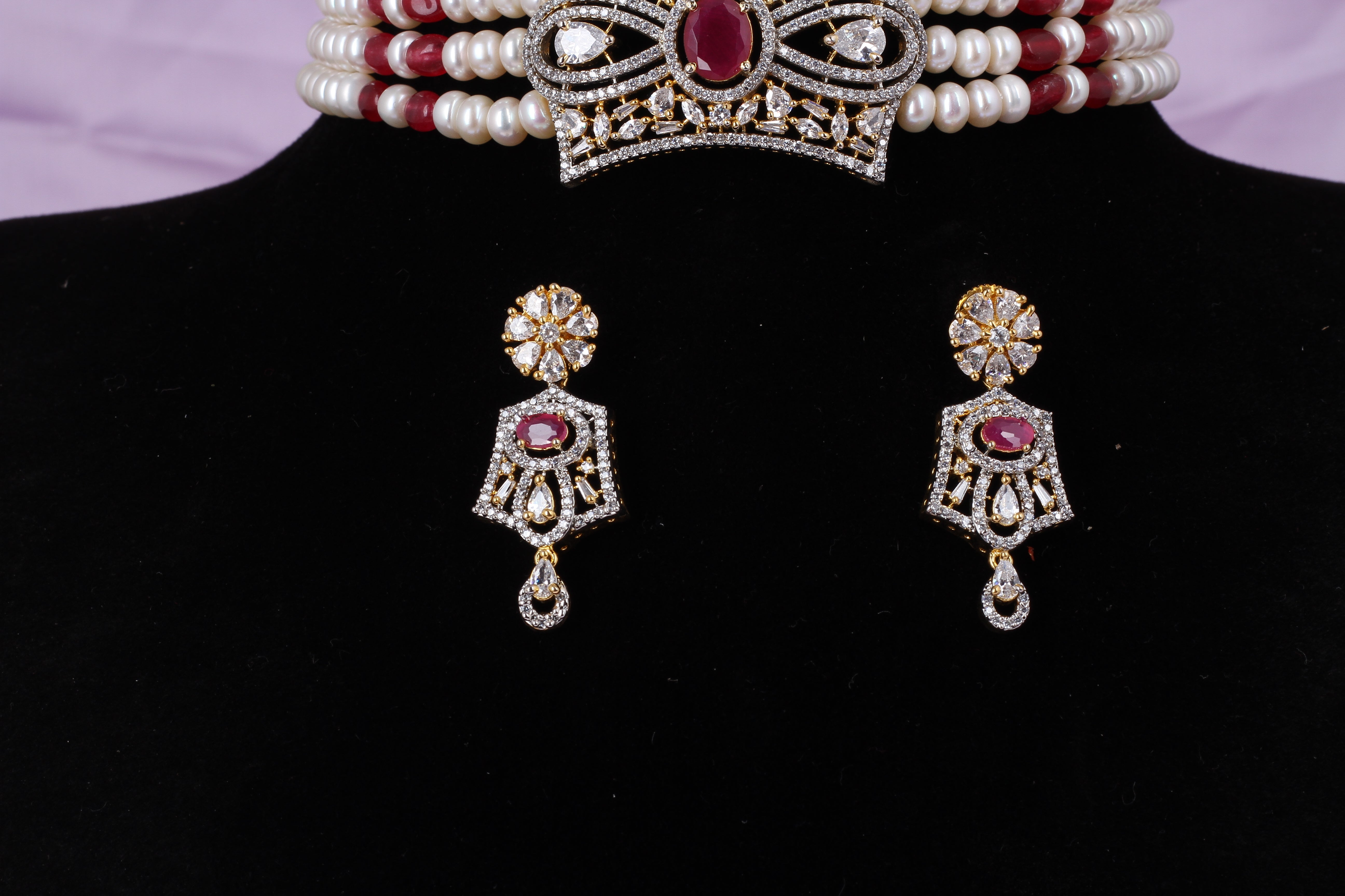 Real Natural Fresh Water Pearls Choker Set With Certificate(D.No CKR584)