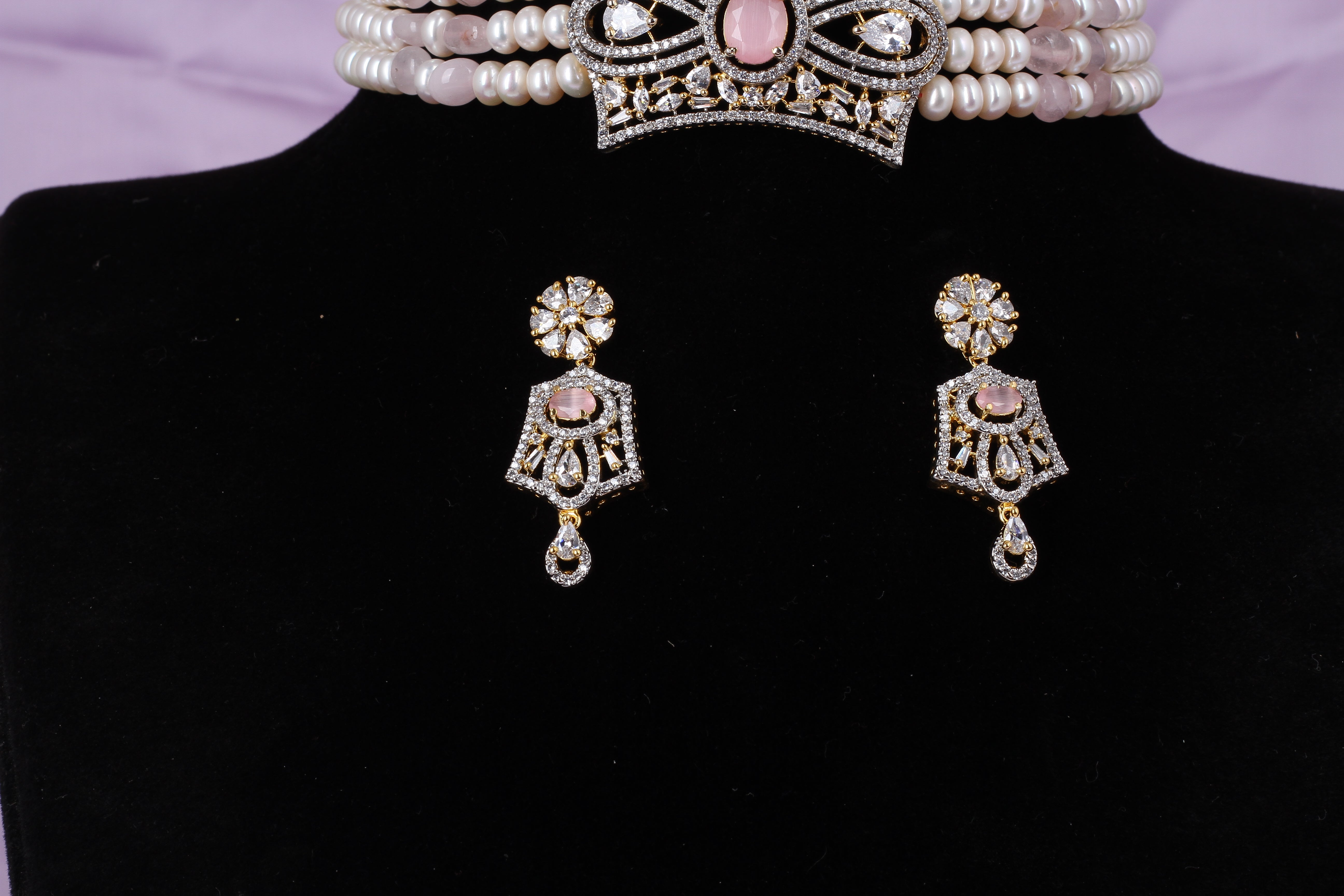 Real Natural Fresh Water Pearls Choker Set With Certificate(D.No CKR585)