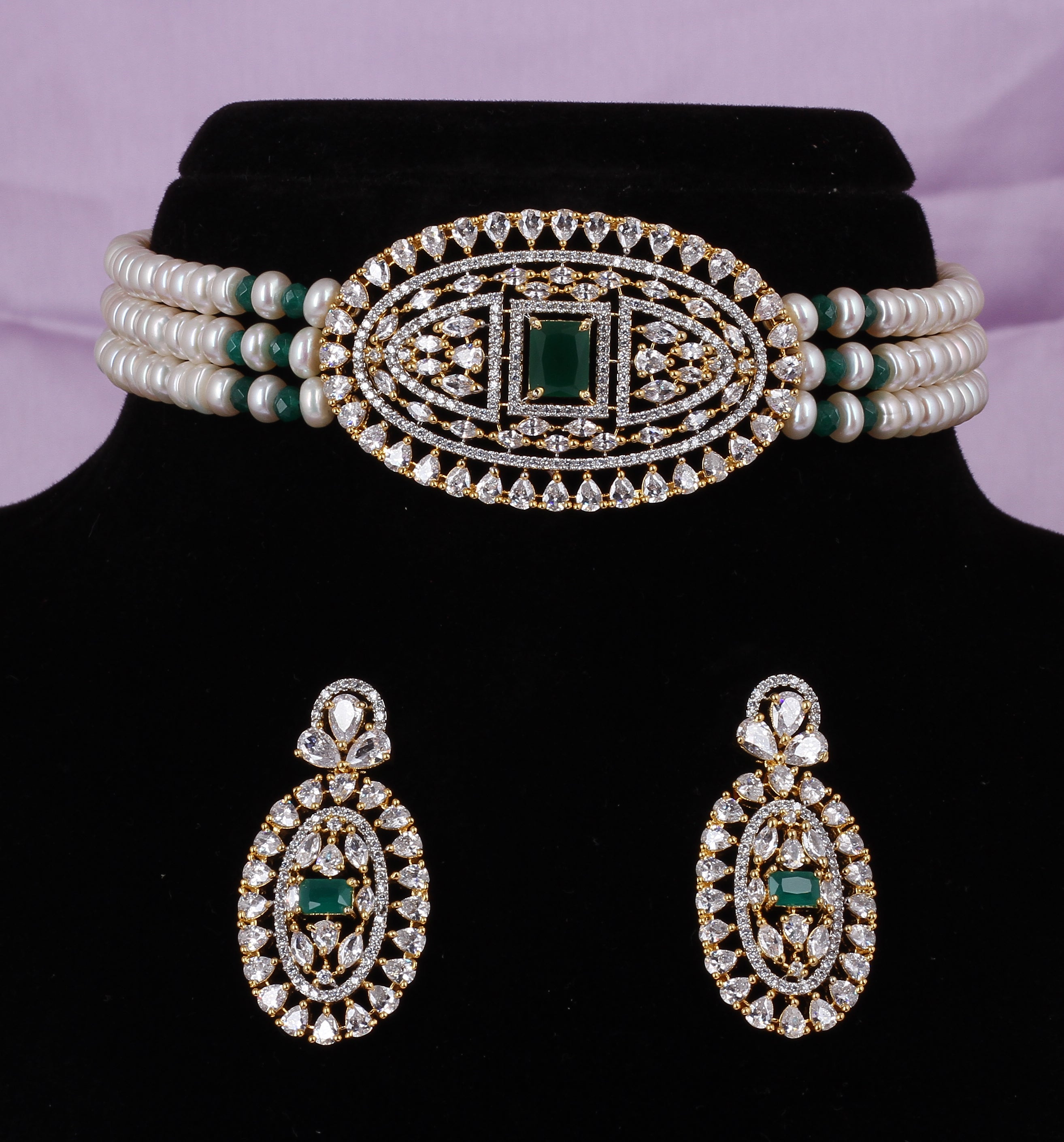 Real Natural Fresh Water Pearls Choker Set With Certificate(D.No CKR587)