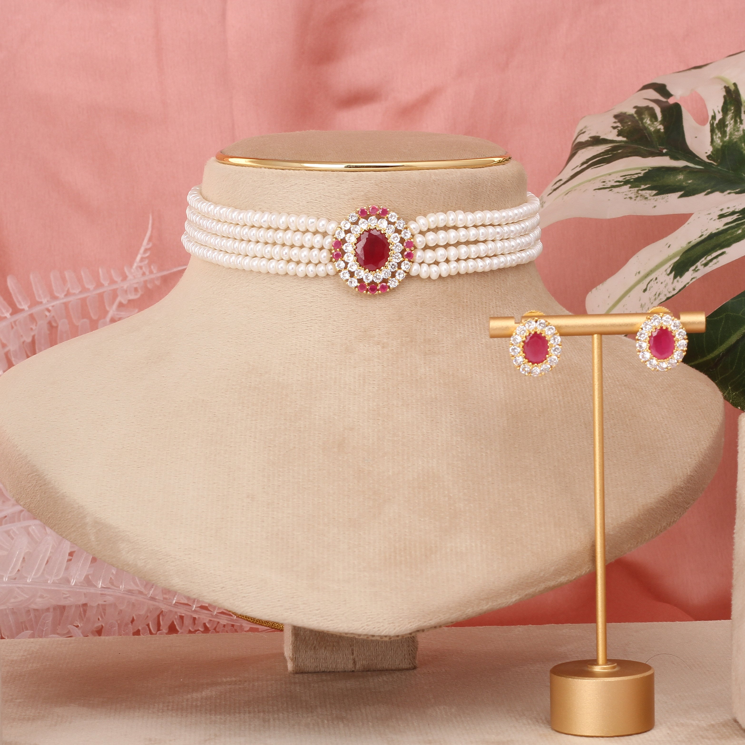 Authentic Real Natural Fresh Water Pearls Choker Set With Certificate(D.No CKR610)