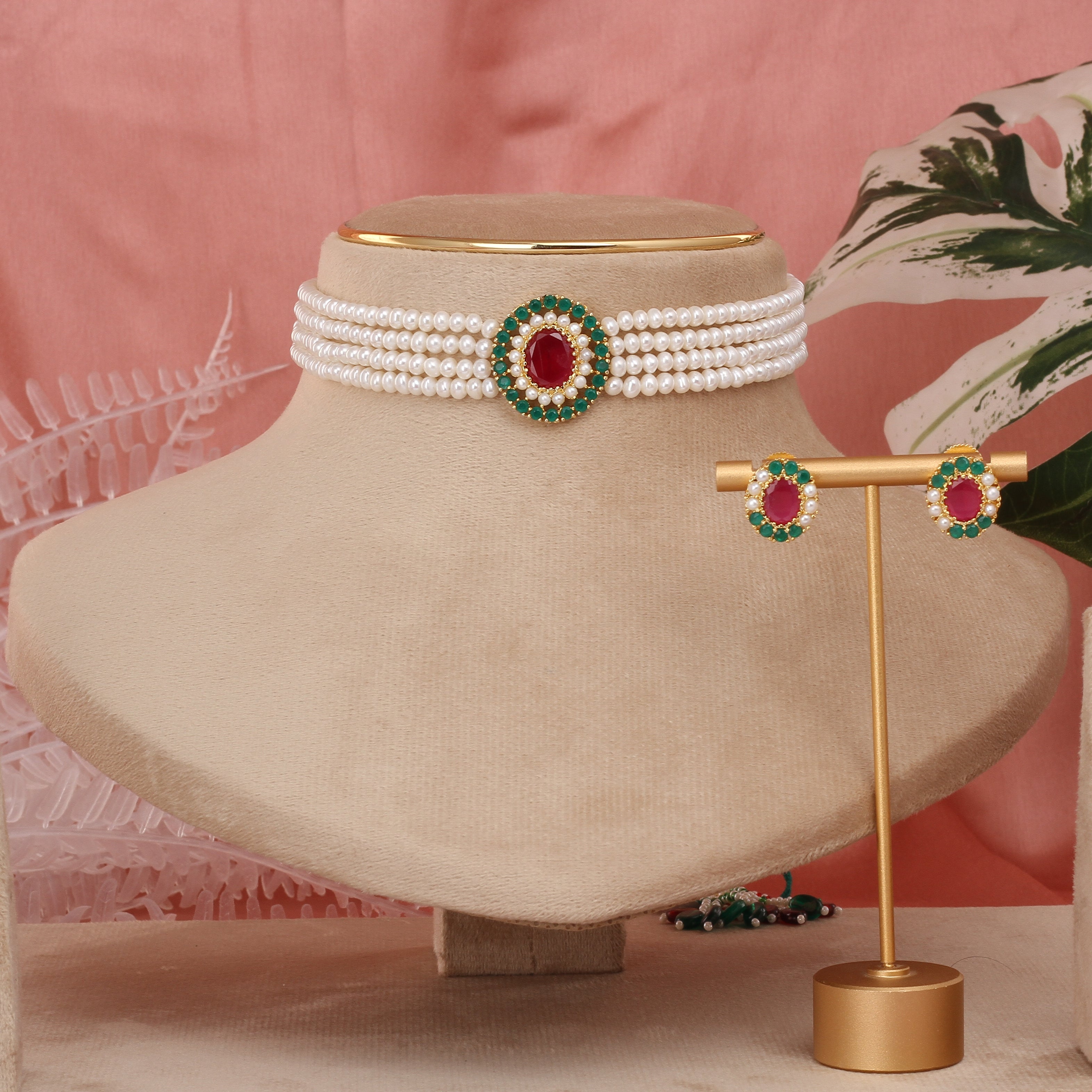 Authentic Real Natural Fresh Water Pearls Choker Set With Certificate(D.No CKR614)