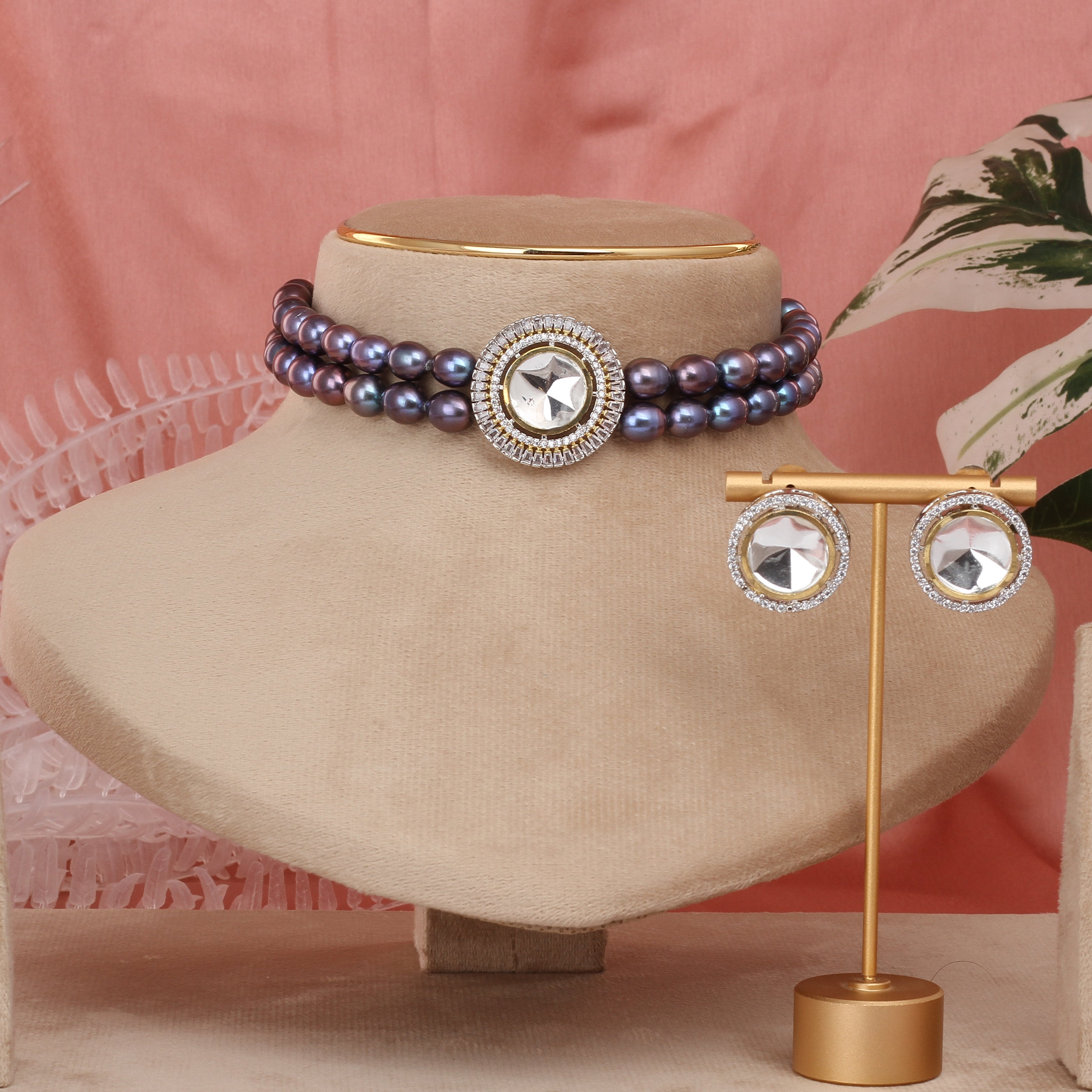 Authentic Real Natural Fresh Water Pearls Choker Set With Certificate(D.No CKR615)