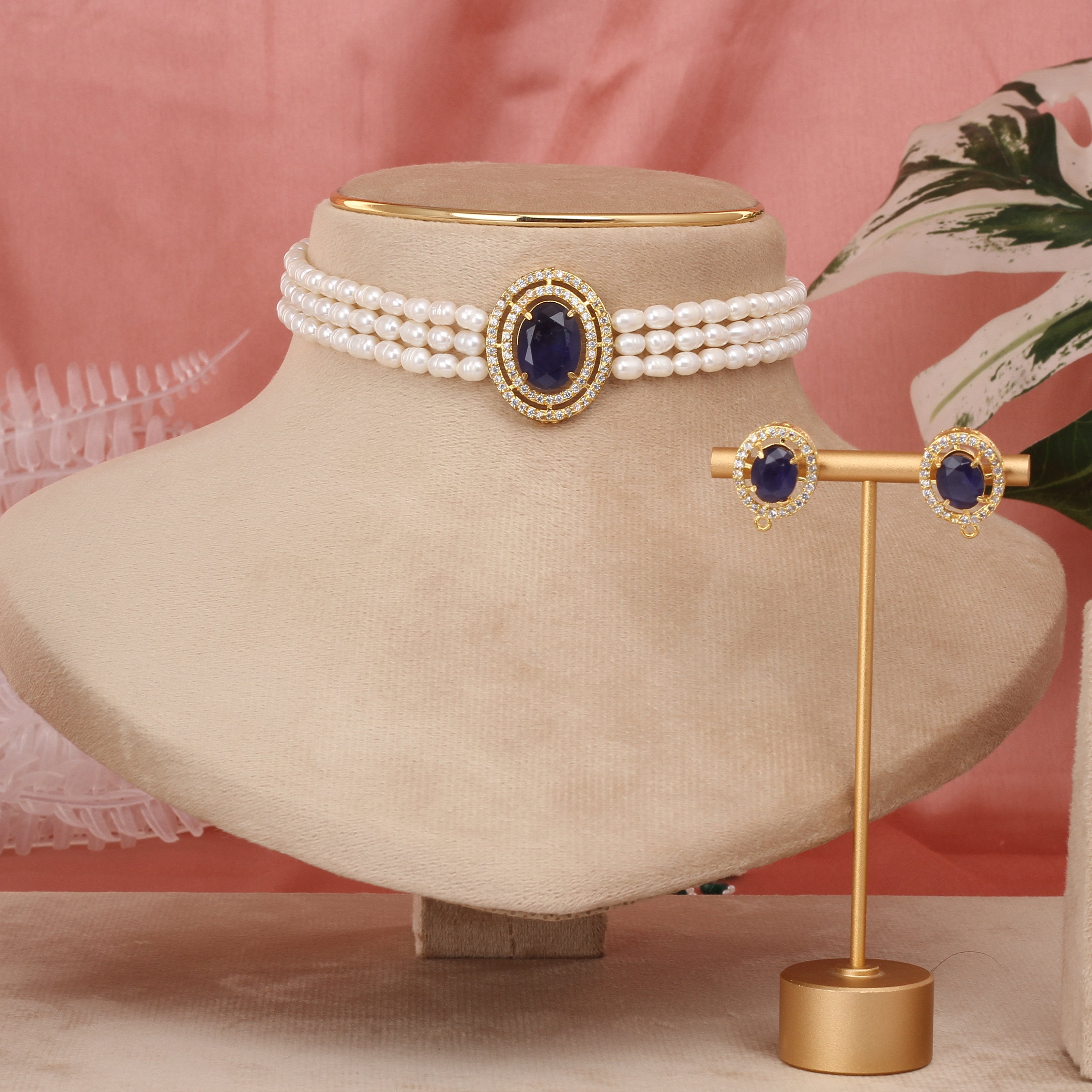 Authentic Real Natural Fresh Water Pearls Choker Set With Certificate(D.No CKR626)