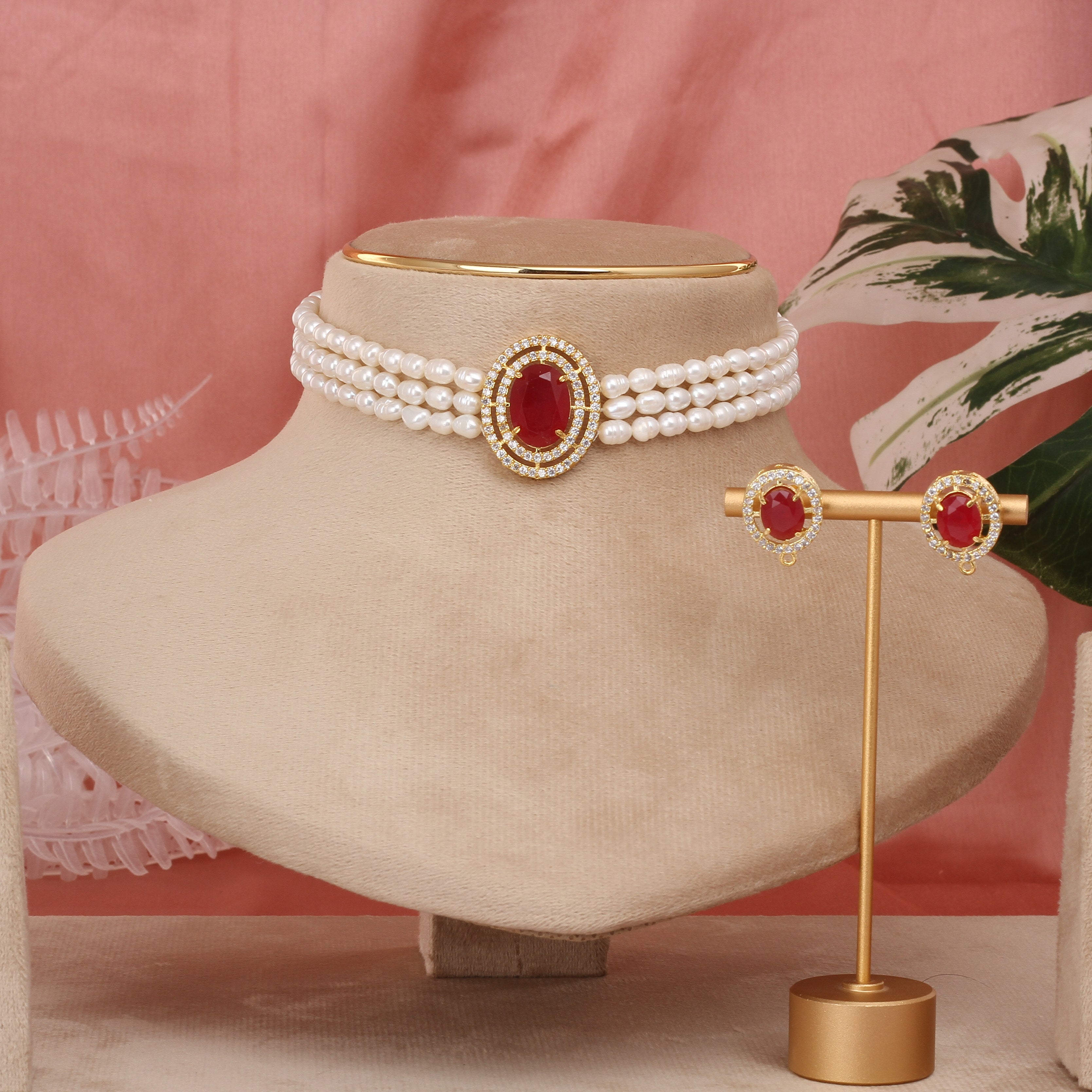 Authentic Real Natural Fresh Water Pearls Choker Set With Certificate(D.No CKR627)