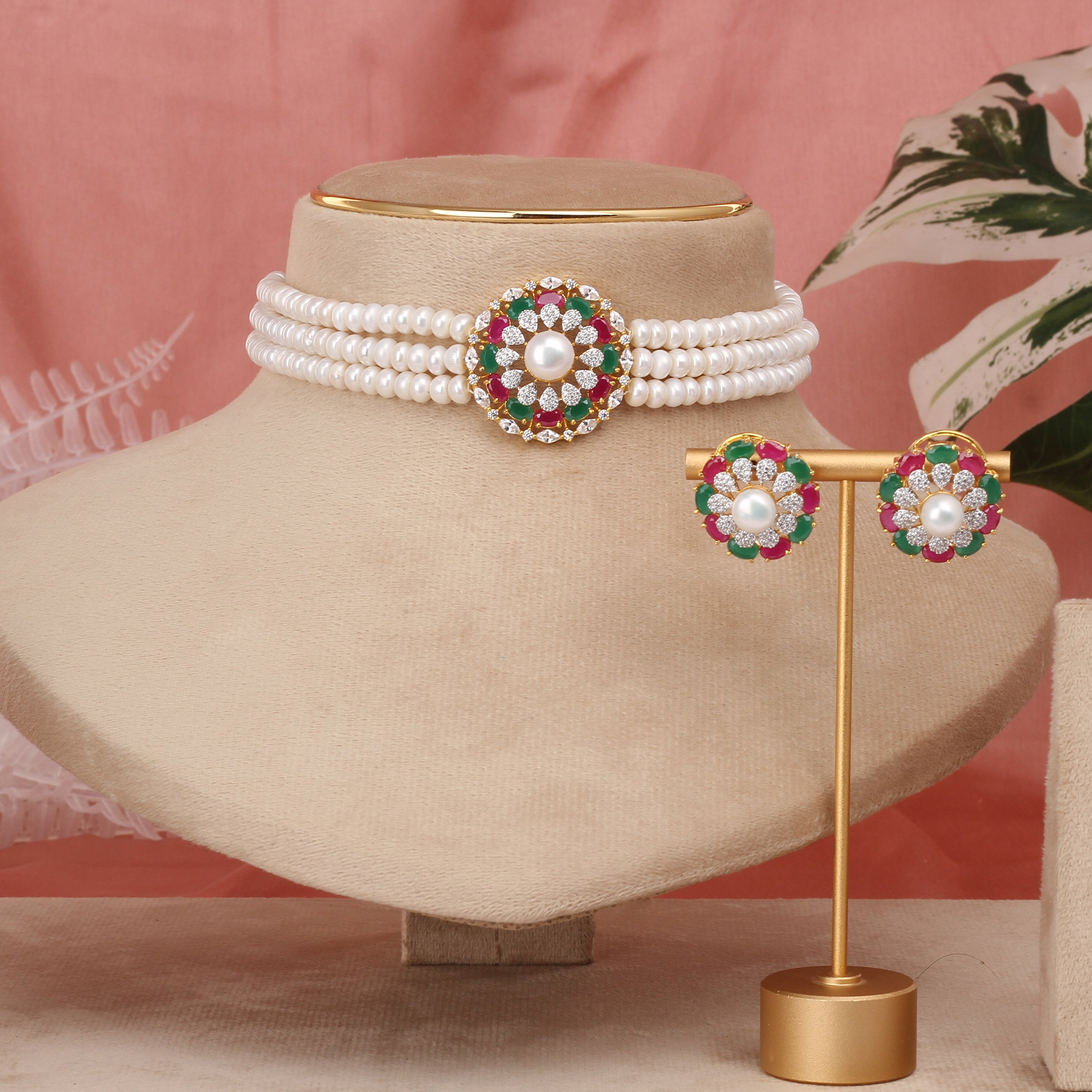 Authentic Real Natural Fresh Water Pearls Choker Set With Certificate(D.No CKR647)