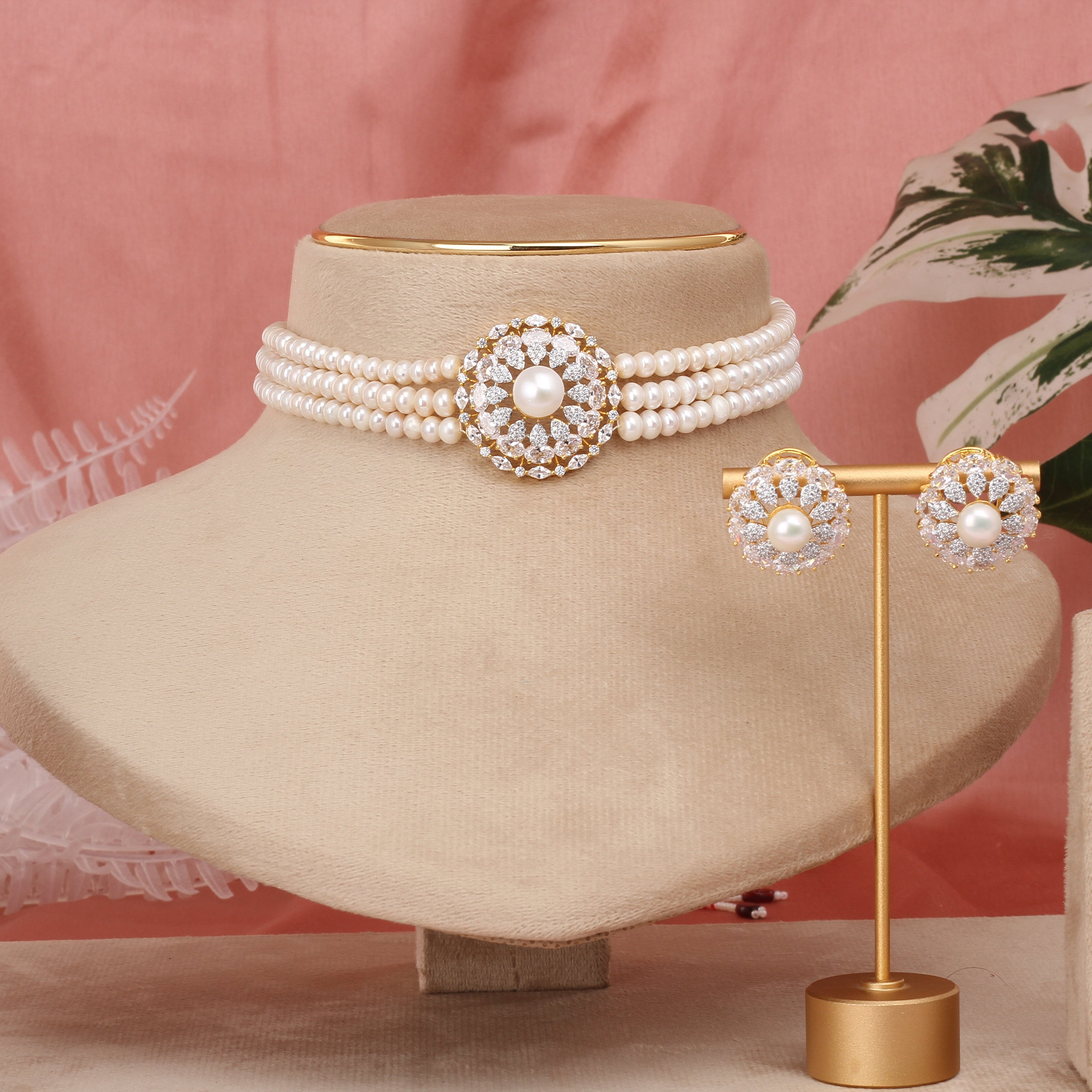 Authentic Real Natural Fresh Water Pearls Choker Set With Certificate(D.No CKR649)