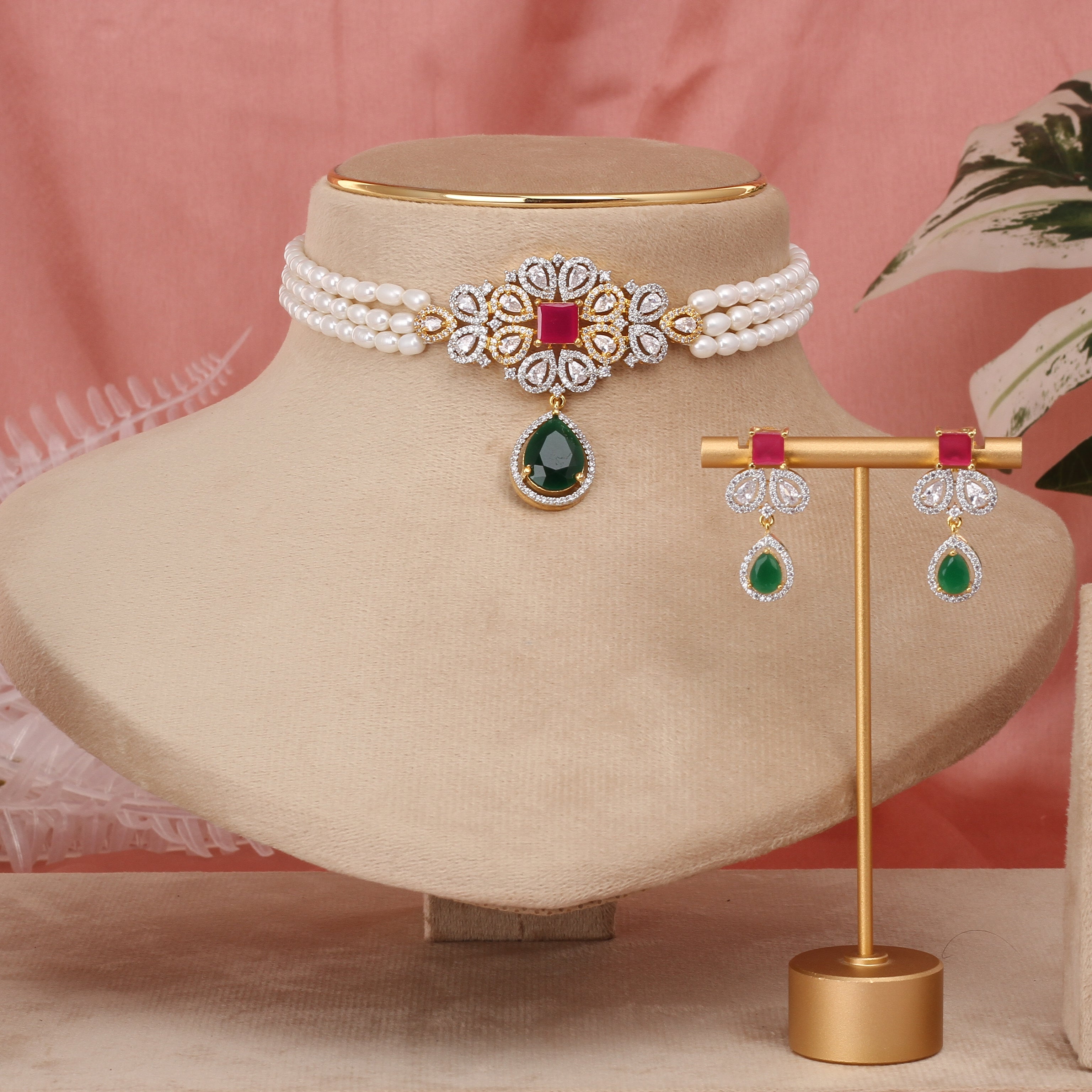 Authentic Real Natural Fresh Water Pearls Choker Set With Certificate(D.No CKR651)