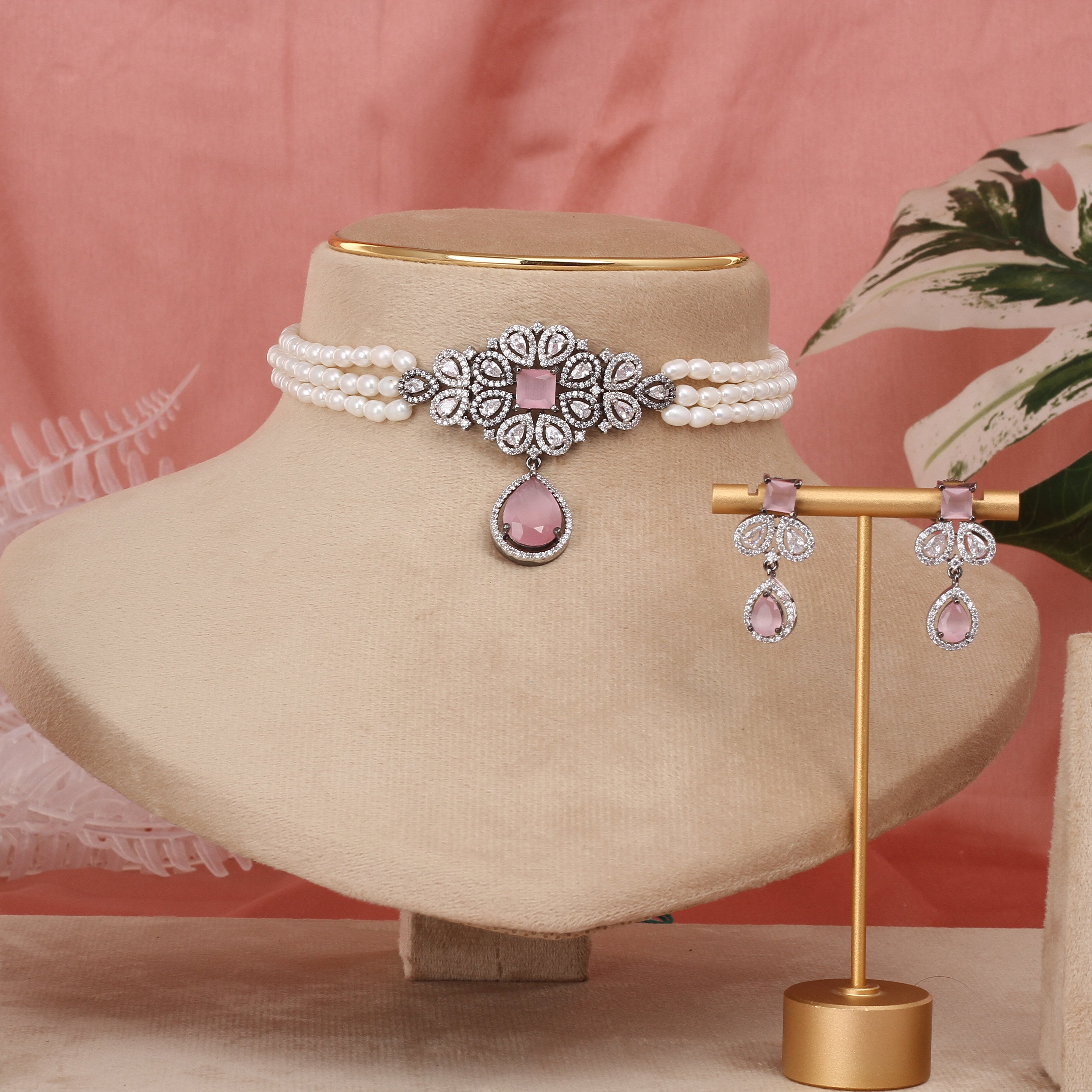 Authentic Real Natural Fresh Water Pearls Choker Set With Certificate(D.No CKR653)