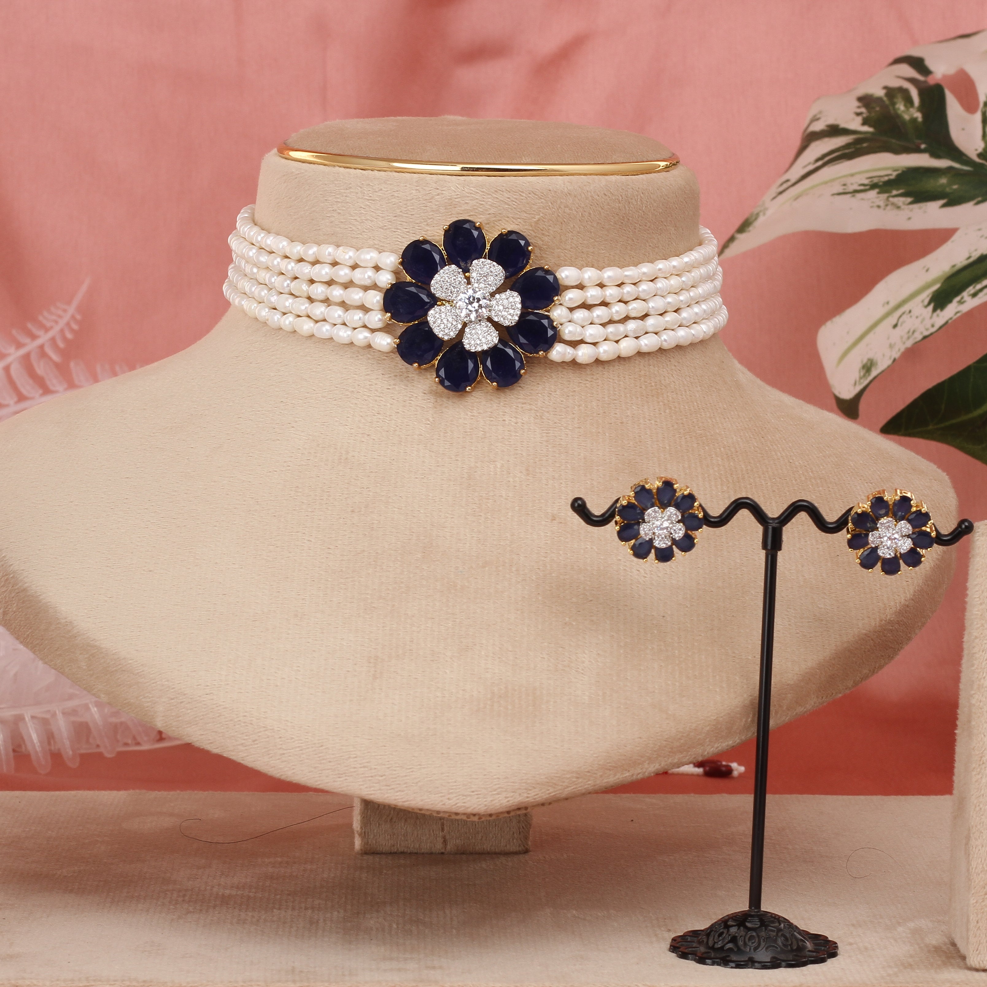 Authentic Real Natural Fresh Water Pearls Choker Set With Certificate(D.No CKR658)