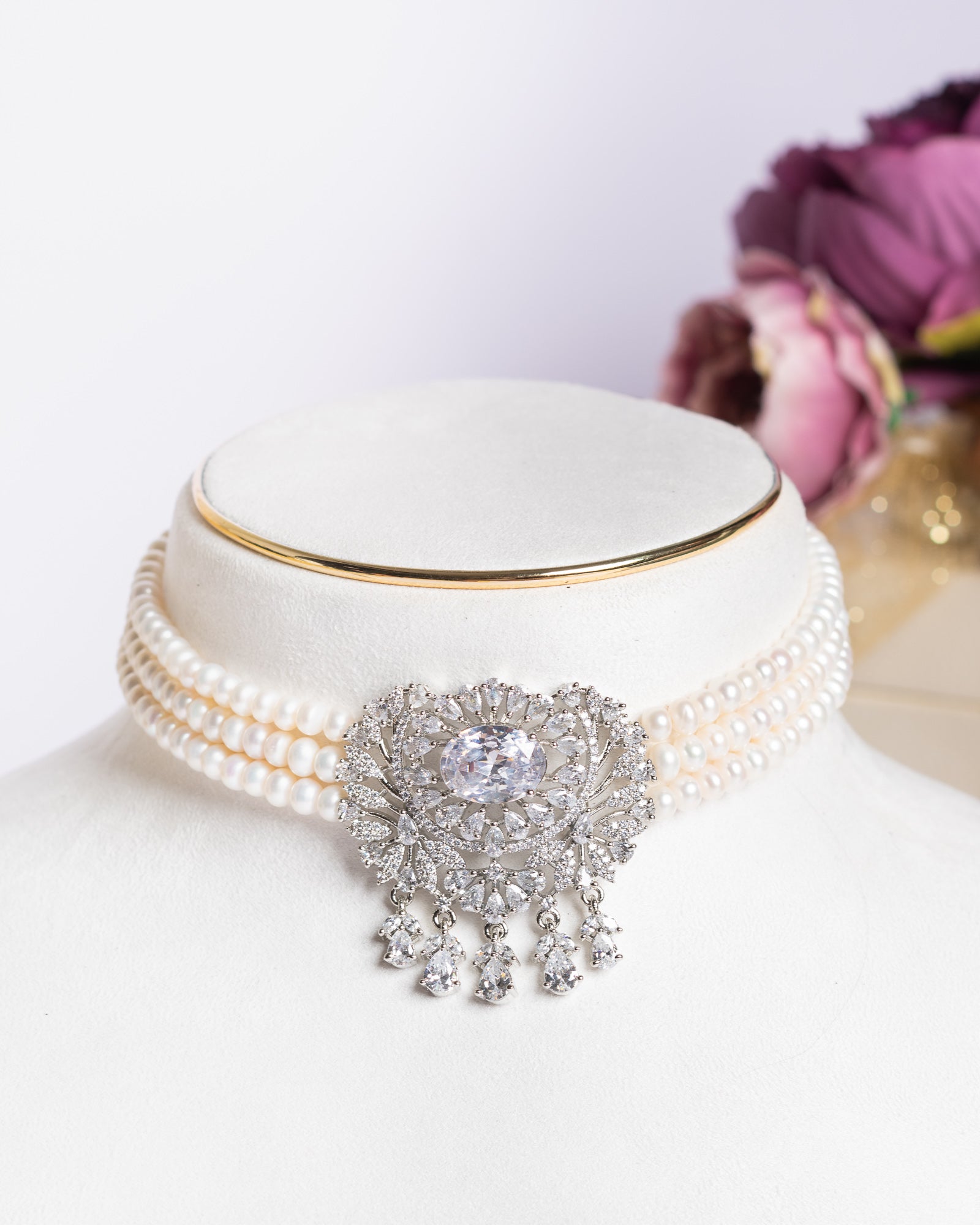 Authentic Real Natural Fresh Water Pearls Choker Set With Certificate(D.No CKR678)