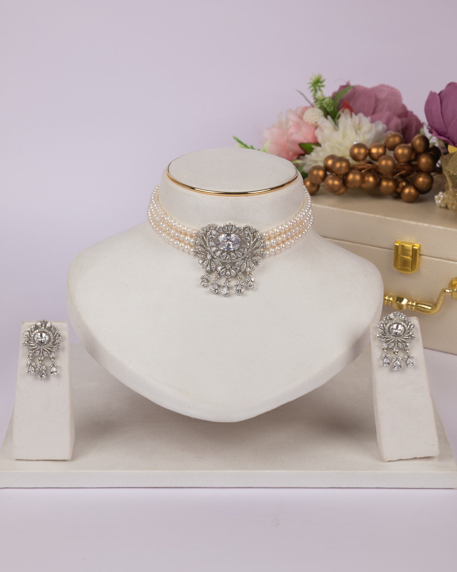 Authentic Real Natural Fresh Water Pearls Choker Set With Certificate(D.No CKR678)