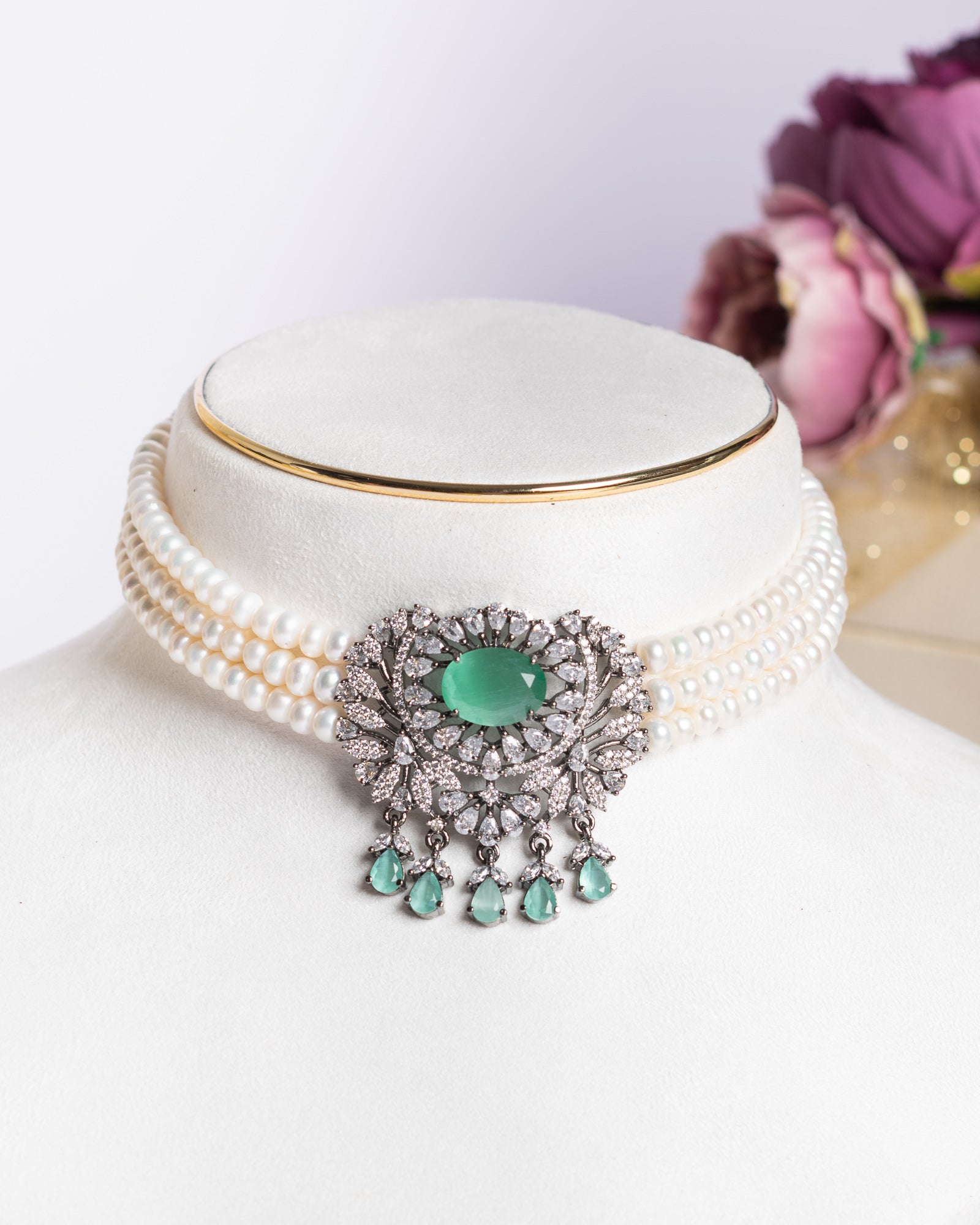 Authentic Real Natural Fresh Water Pearls Choker Set With Certificate(D.No CKR680)