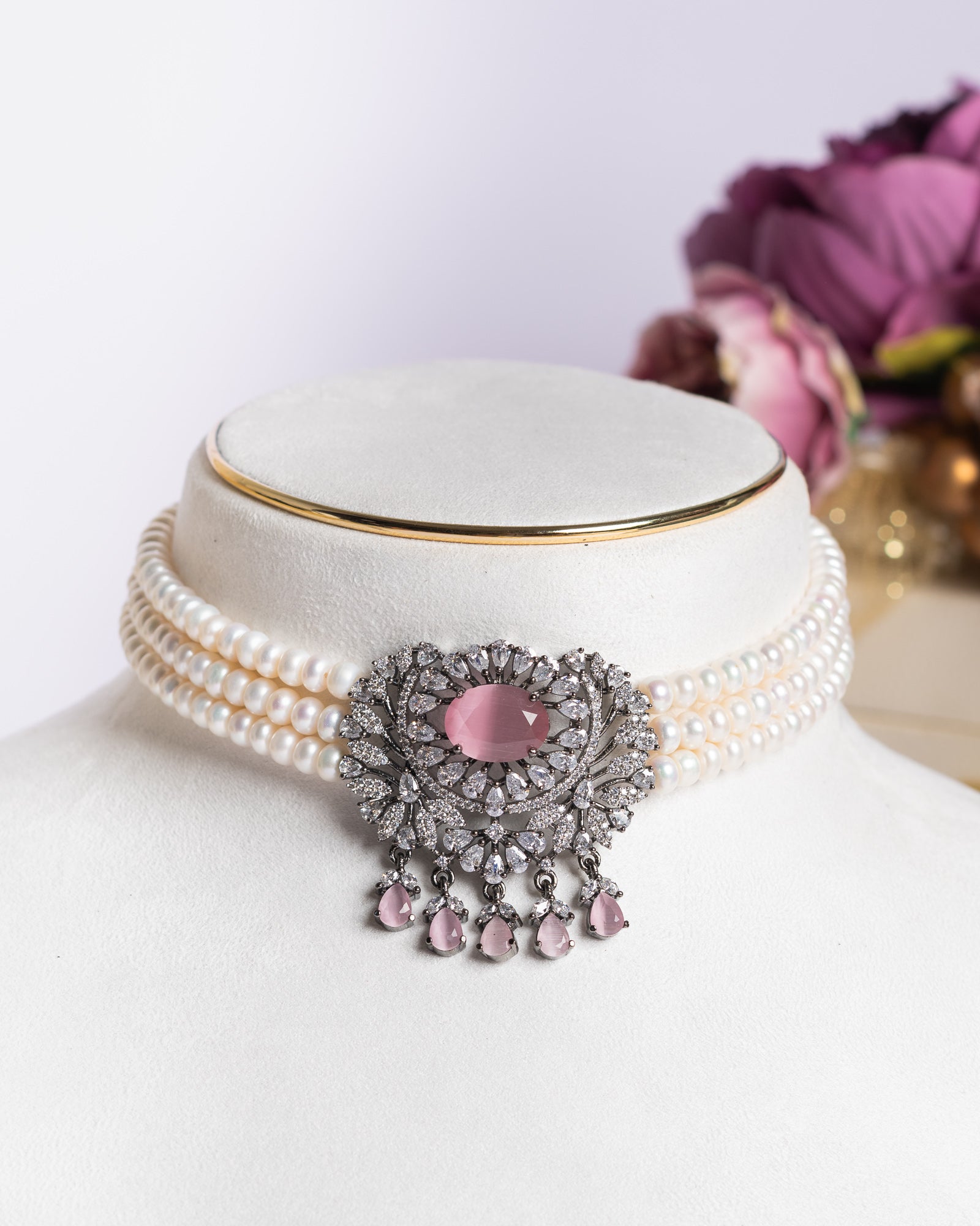 Authentic Real Natural Fresh Water Pearls Choker Set With Certificate(D.No CKR681)