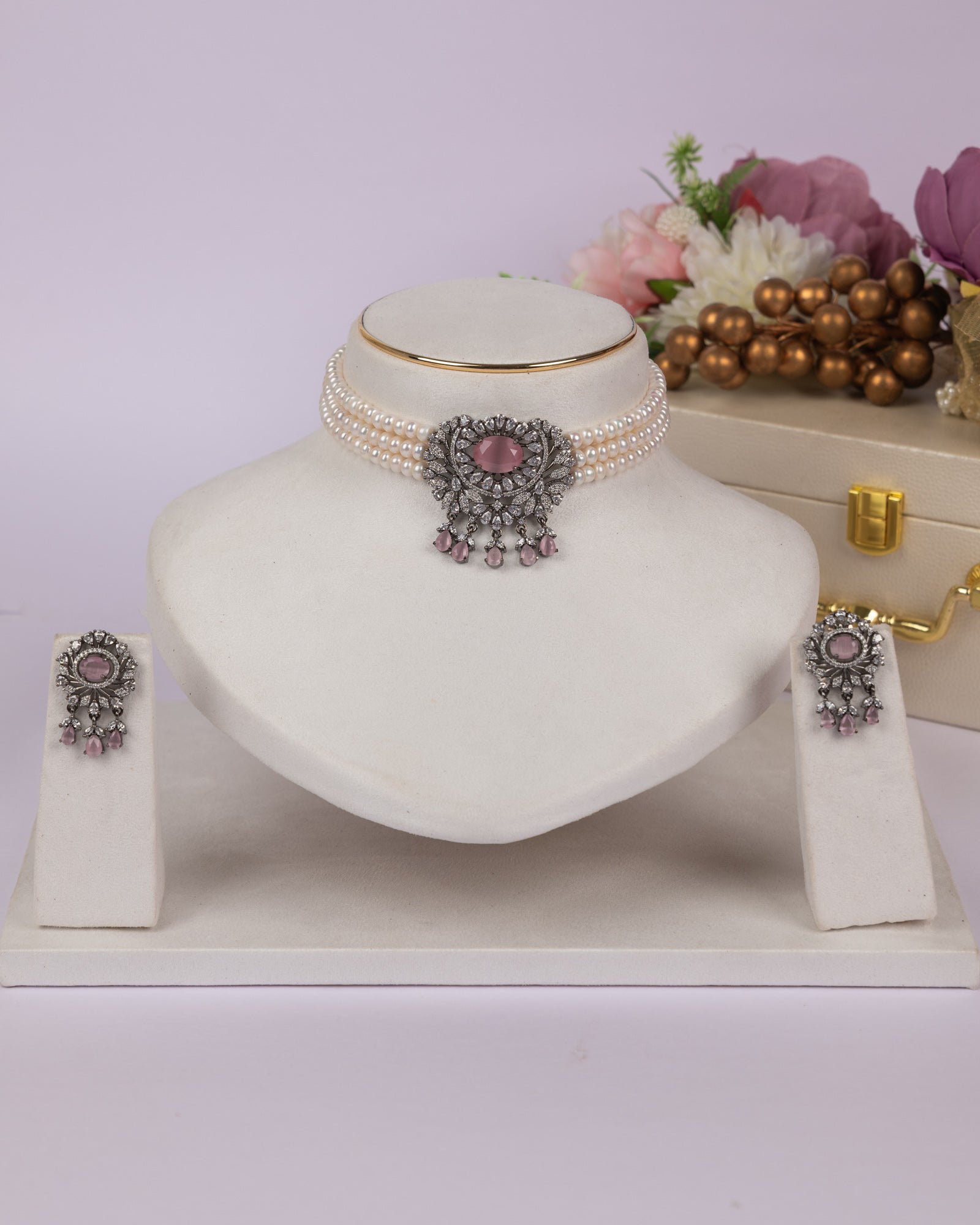 Authentic Real Natural Fresh Water Pearls Choker Set With Certificate(D.No CKR681)