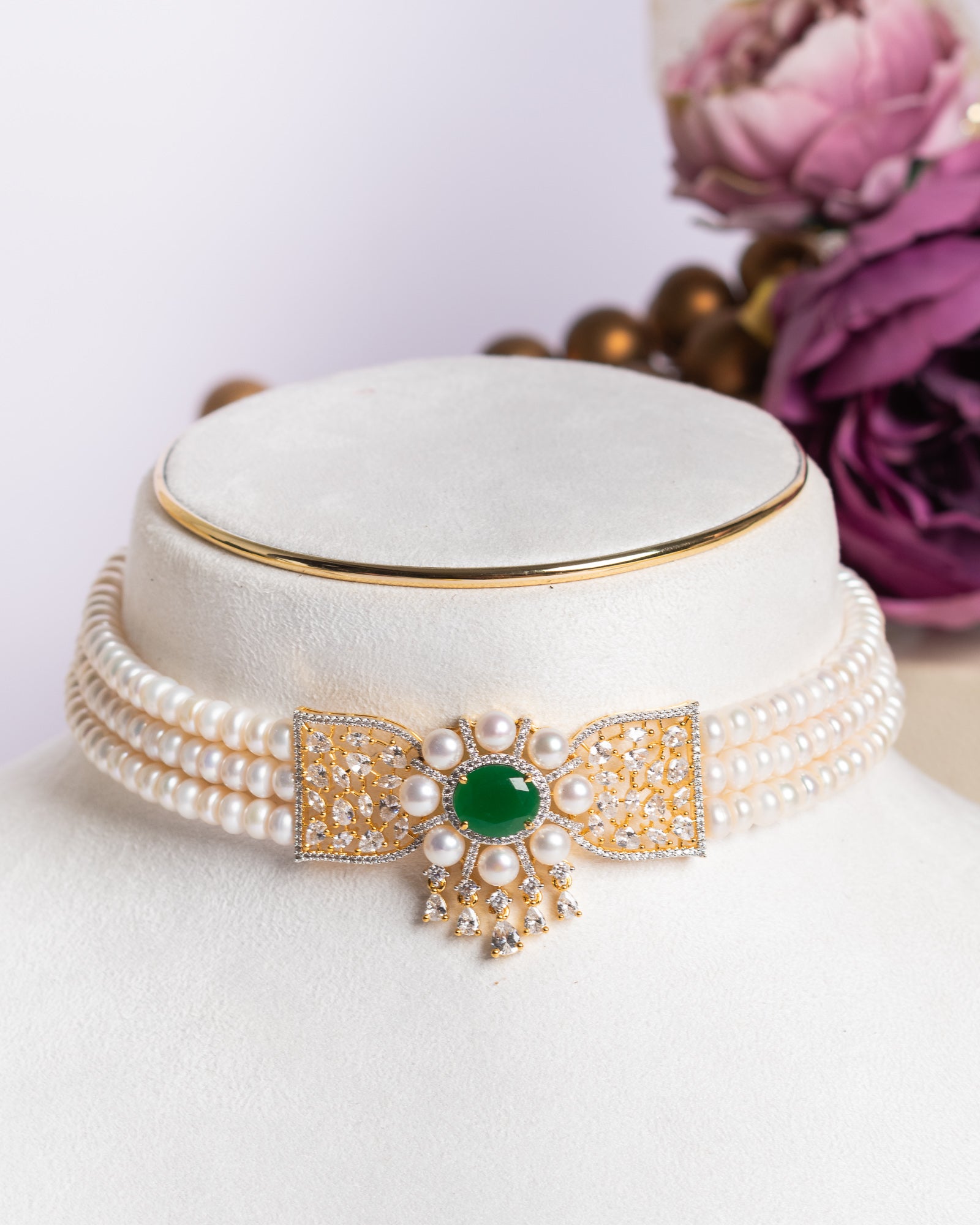 Authentic Real Natural Fresh Water Pearls Choker Set With Certificate(D.No CKR682)