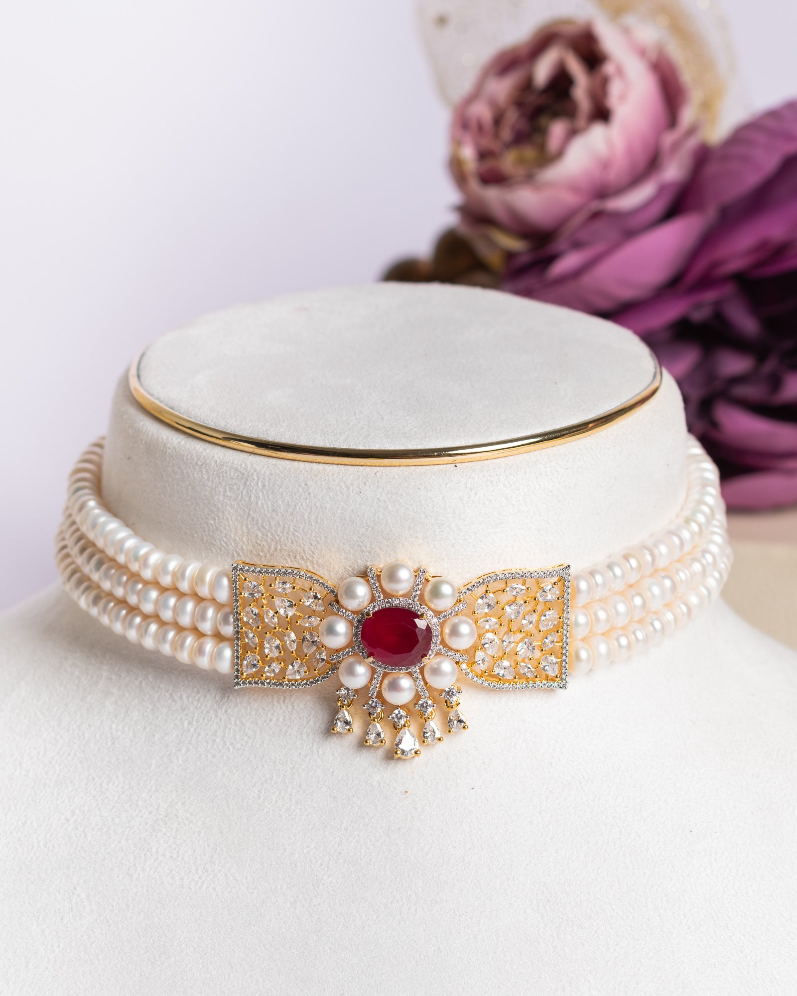 Authentic Real Natural Fresh Water Pearls Choker Set With Certificate(D.No CKR683)