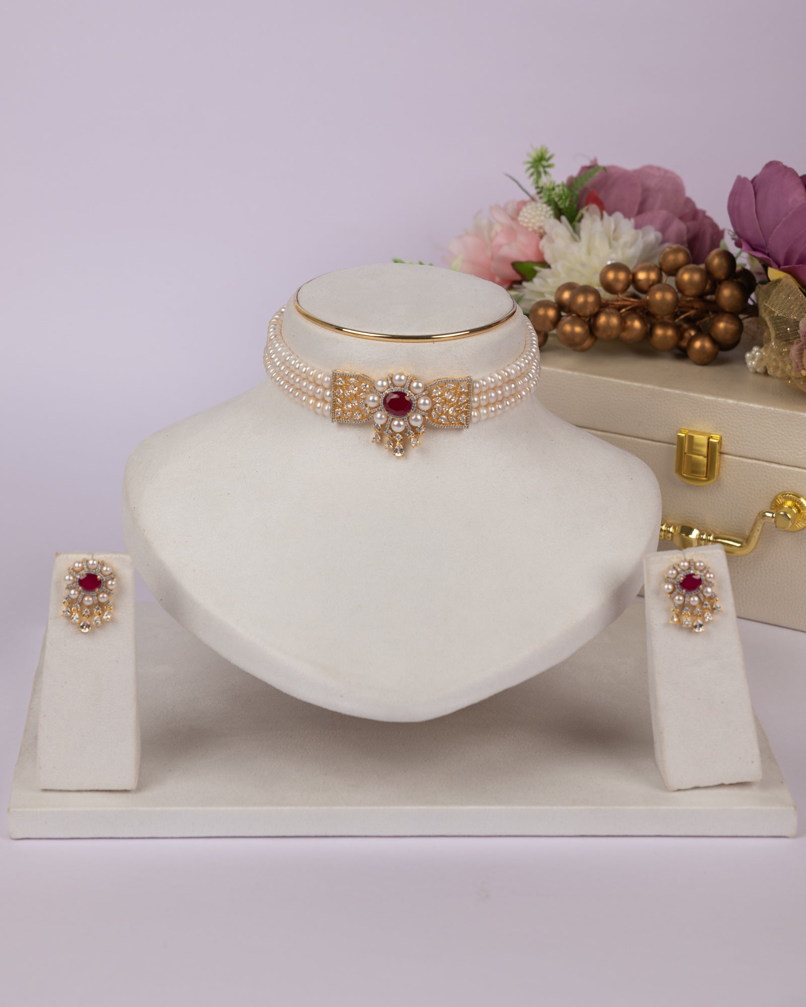 Authentic Real Natural Fresh Water Pearls Choker Set With Certificate(D.No CKR683)