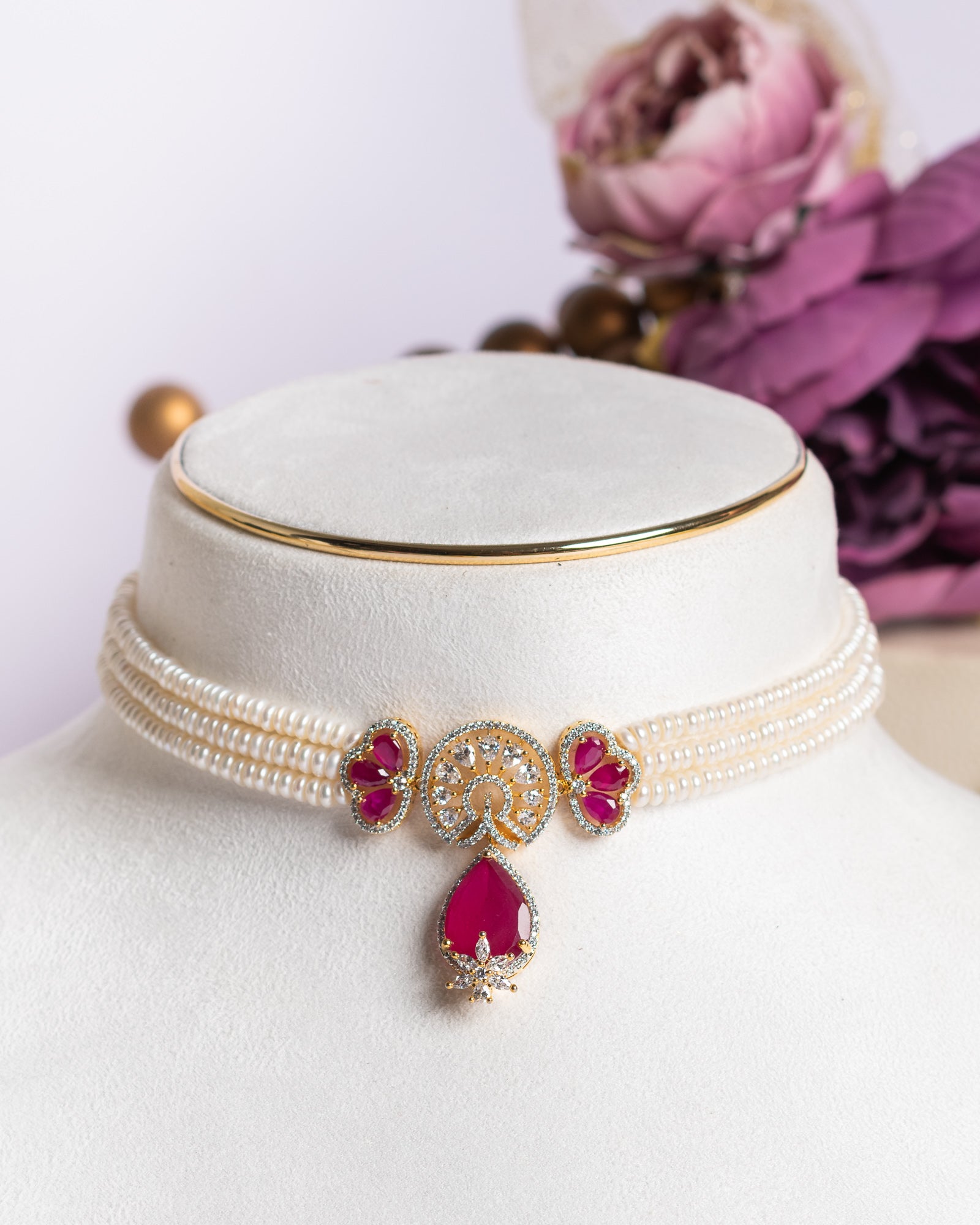 Authentic Real Natural Fresh Water Pearls Choker Set With Certificate(D.No CKR684)