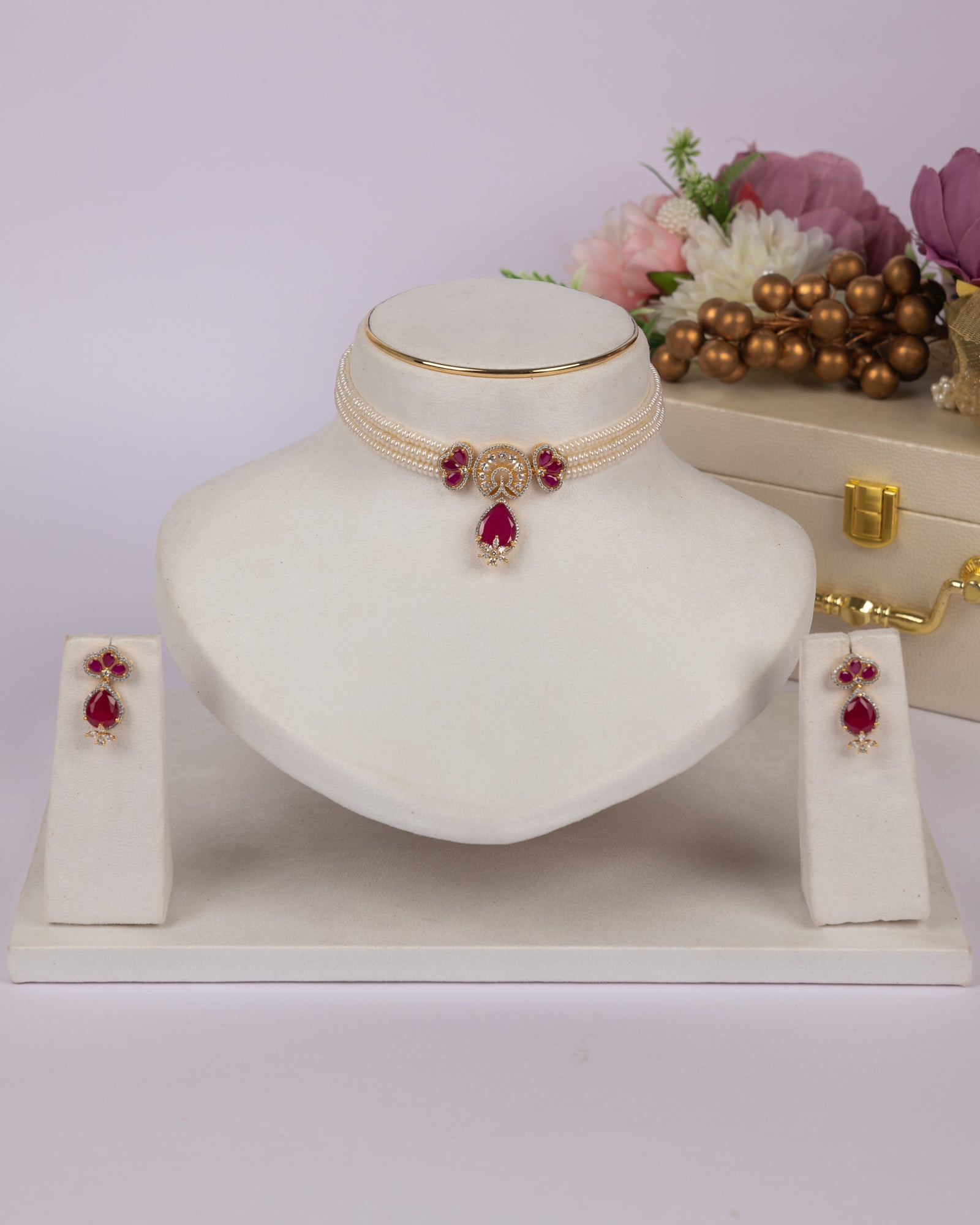 Authentic Real Natural Fresh Water Pearls Choker Set With Certificate(D.No CKR684)