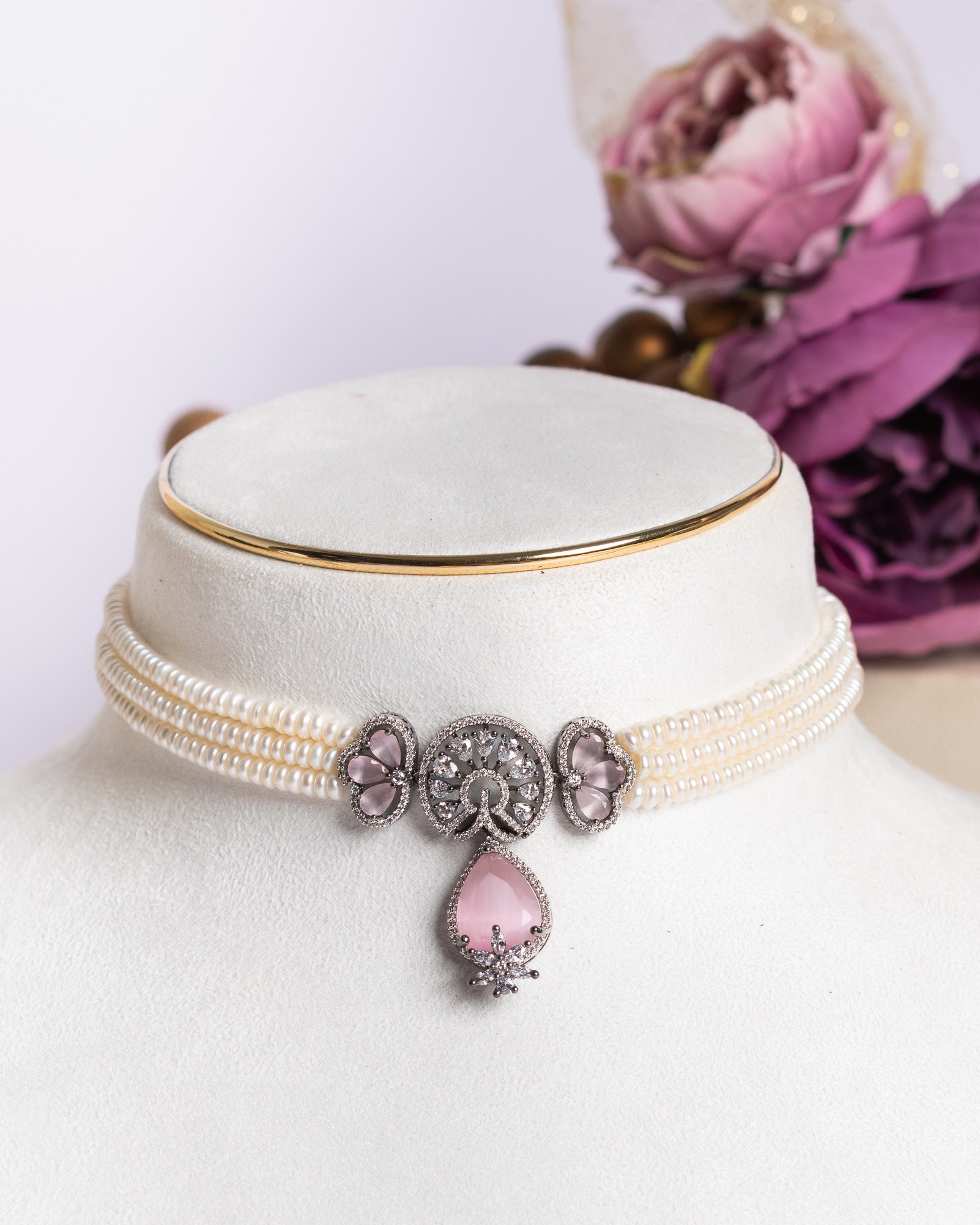 Authentic Real Natural Fresh Water Pearls Choker Set With Certificate(D.No CKR685)