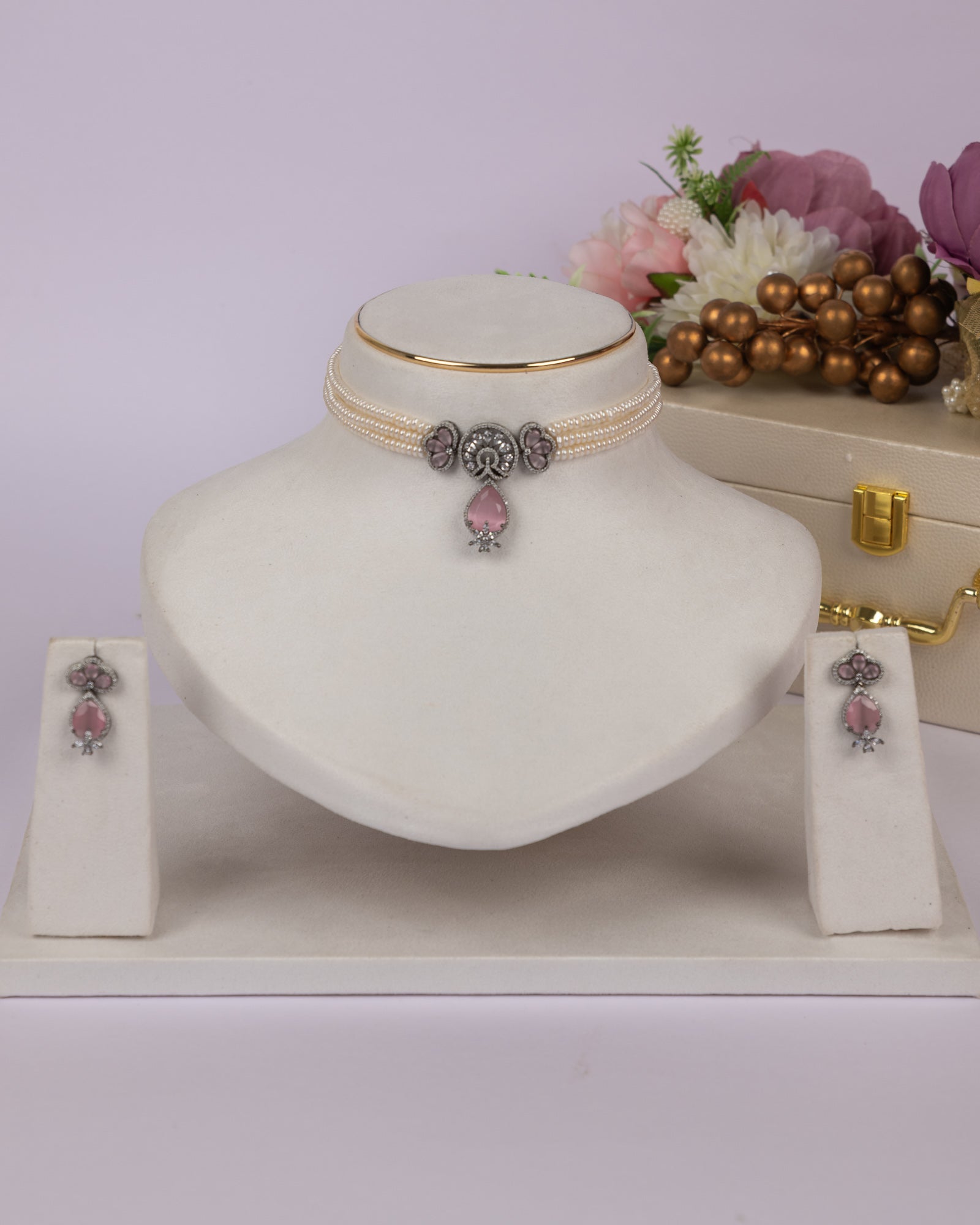 Authentic Real Natural Fresh Water Pearls Choker Set With Certificate(D.No CKR685)