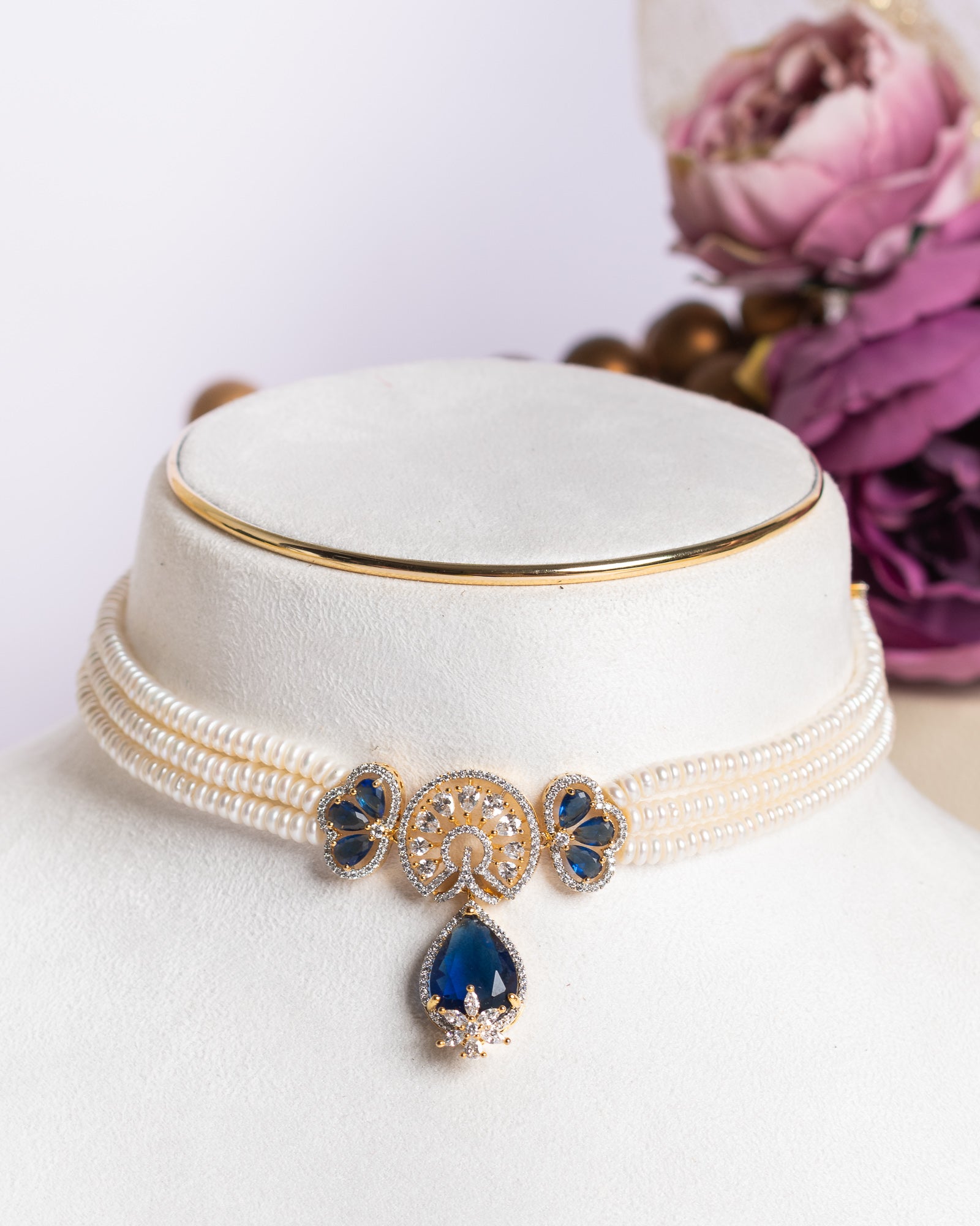Authentic Real Natural Fresh Water Pearls Choker Set With Certificate(D.No CKR686)