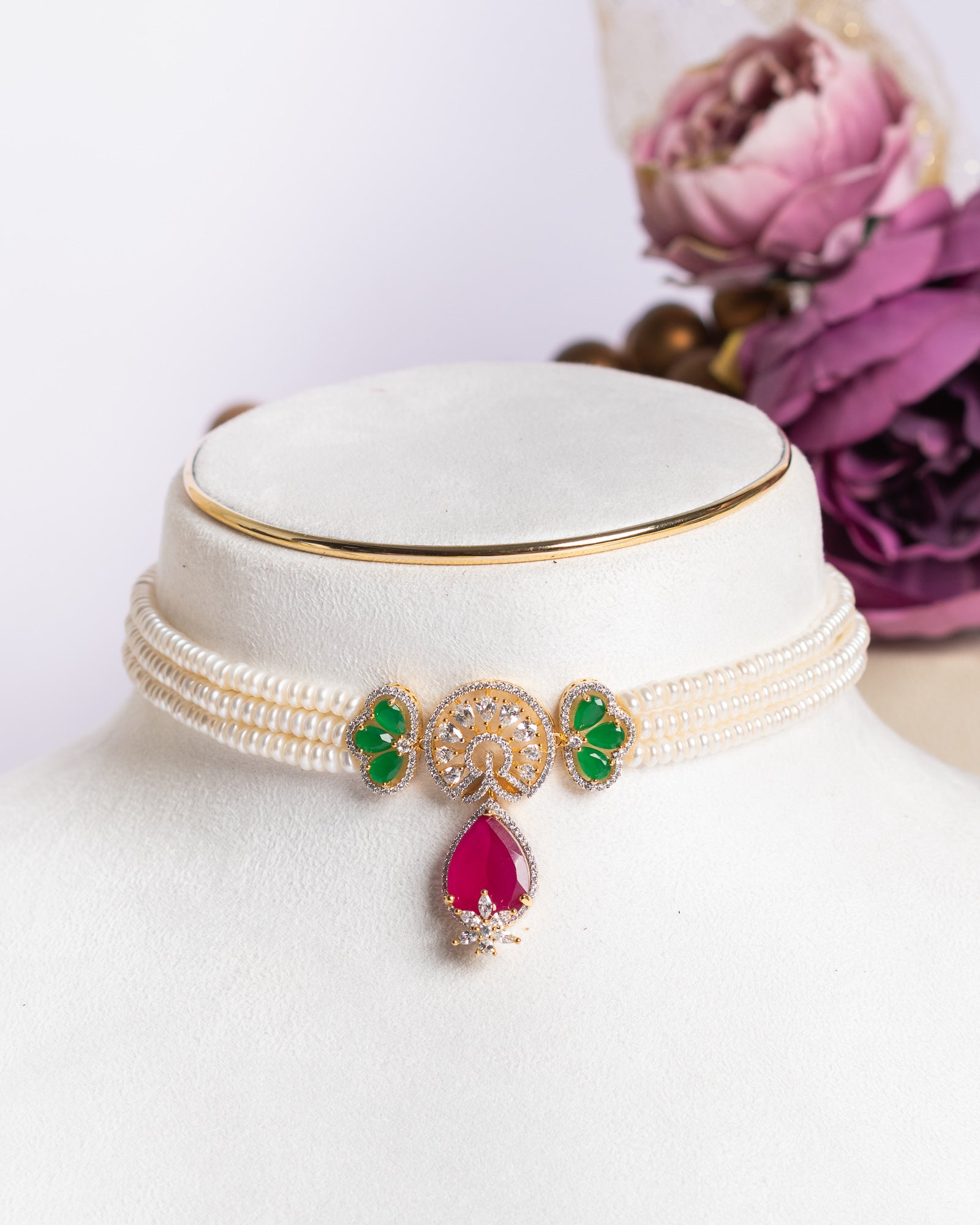 Authentic Real Natural Fresh Water Pearls Choker Set With Certificate(D.No CKR688)