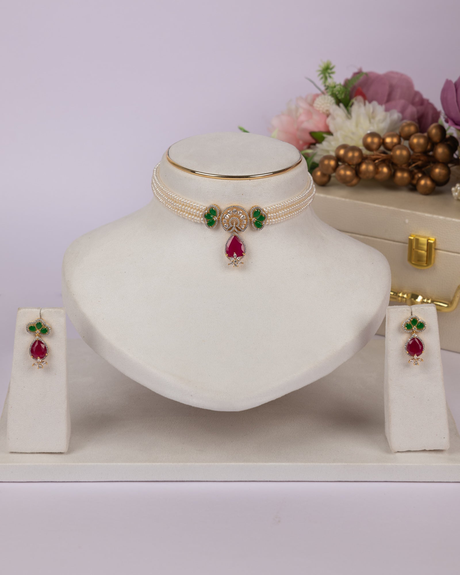Authentic Real Natural Fresh Water Pearls Choker Set With Certificate(D.No CKR688)