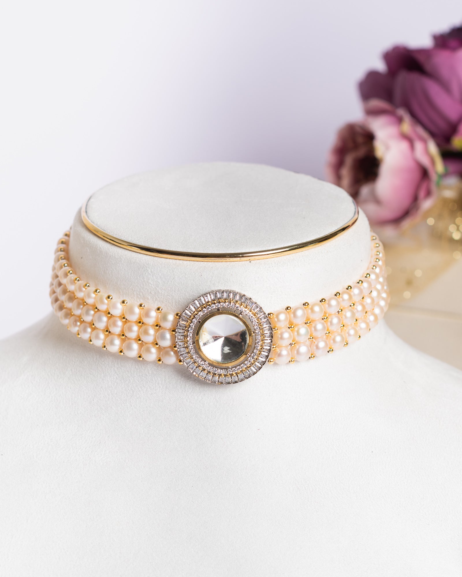 Authentic Real Natural Fresh Water Pearls Choker Set With Certificate(D.No CKR689)
