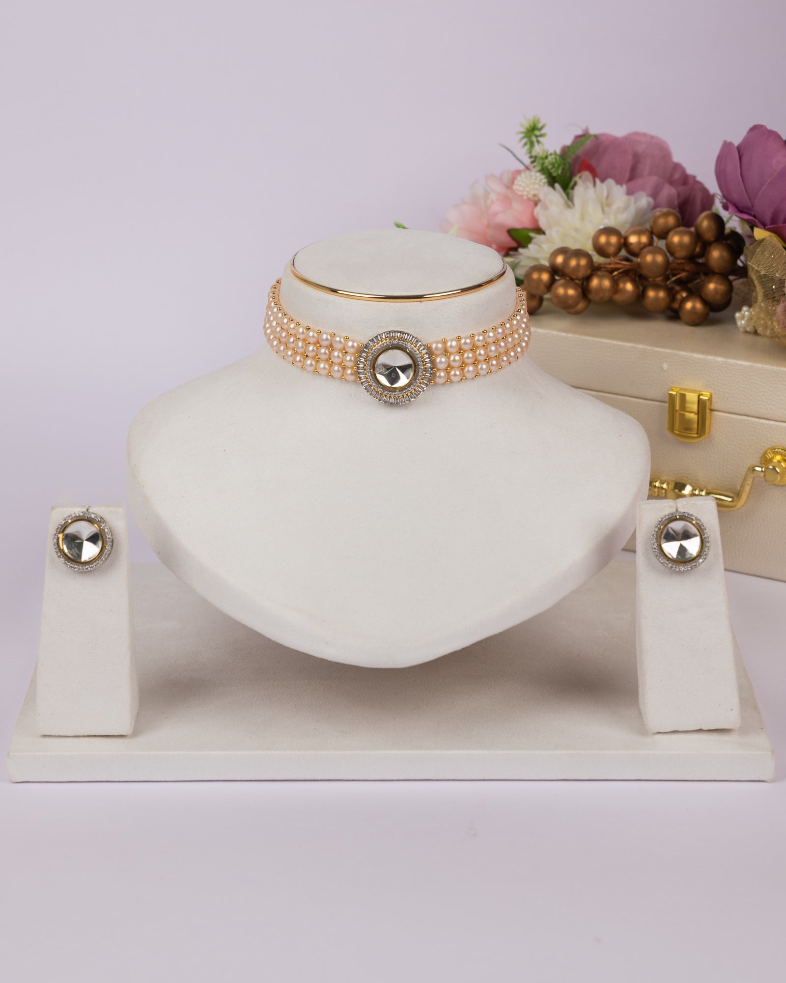 Authentic Real Natural Fresh Water Pearls Choker Set With Certificate(D.No CKR689)