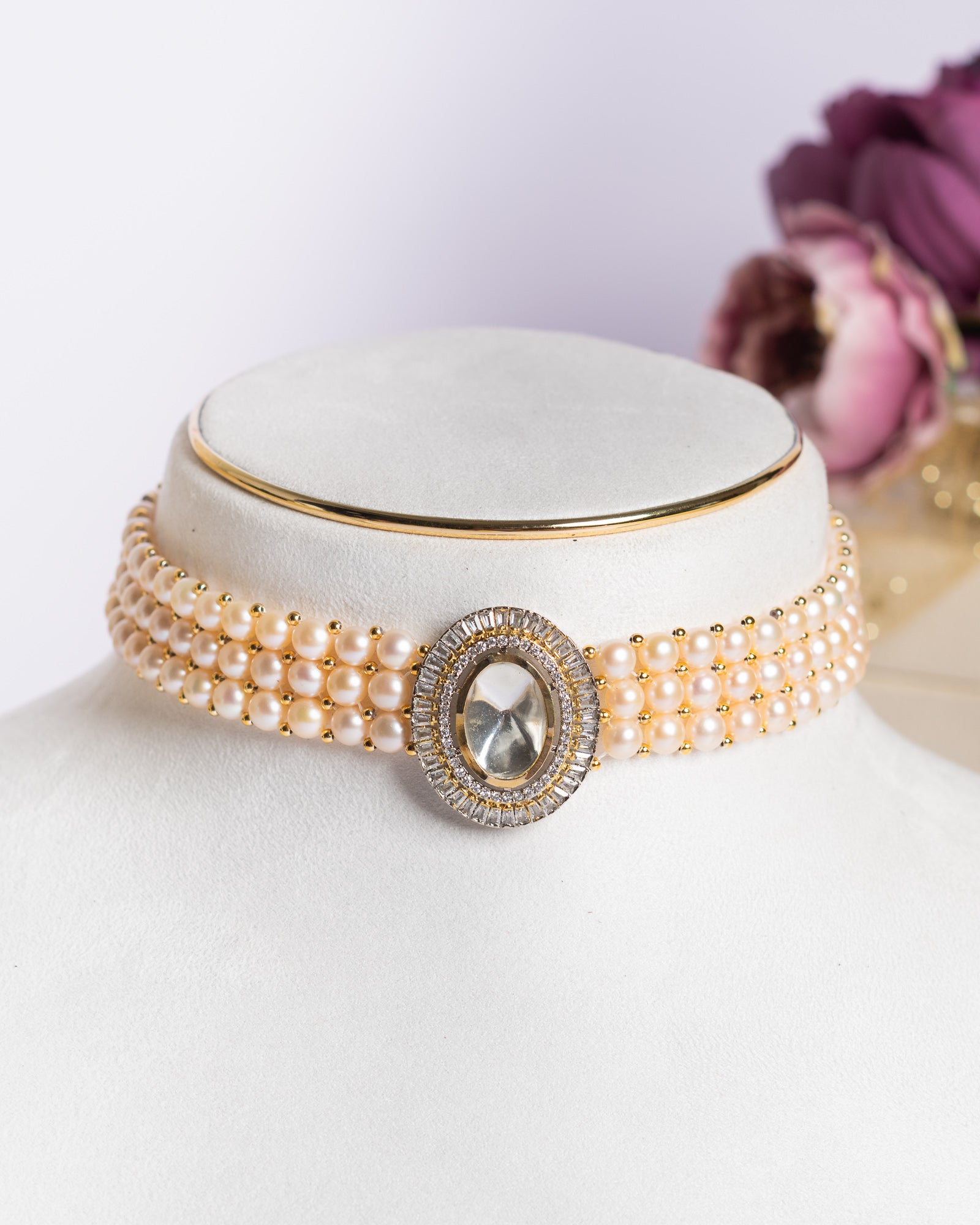 Authentic Real Natural Fresh Water Pearls Choker Set With Certificate(D.No CKR690)