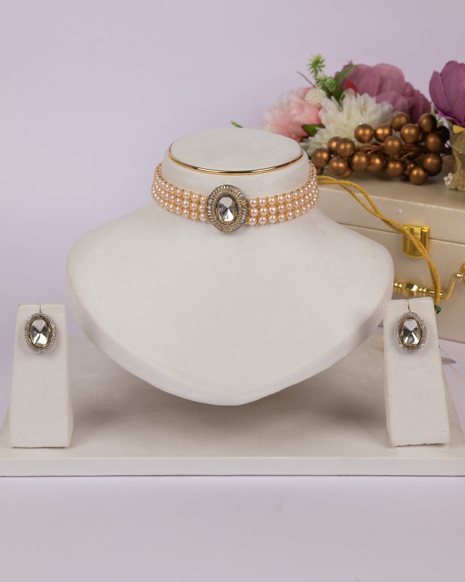 Authentic Real Natural Fresh Water Pearls Choker Set With Certificate(D.No CKR690)