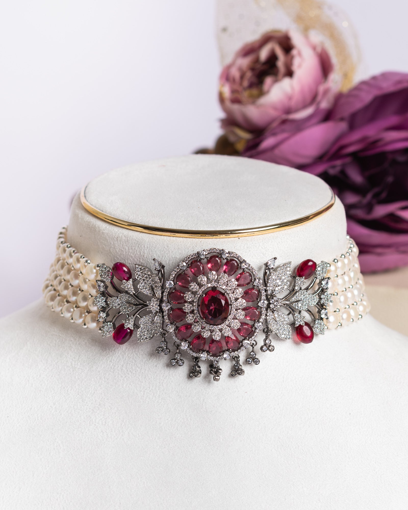 Authentic Real Natural Fresh Water Pearls Choker Set With Certificate(D.No CKR692)